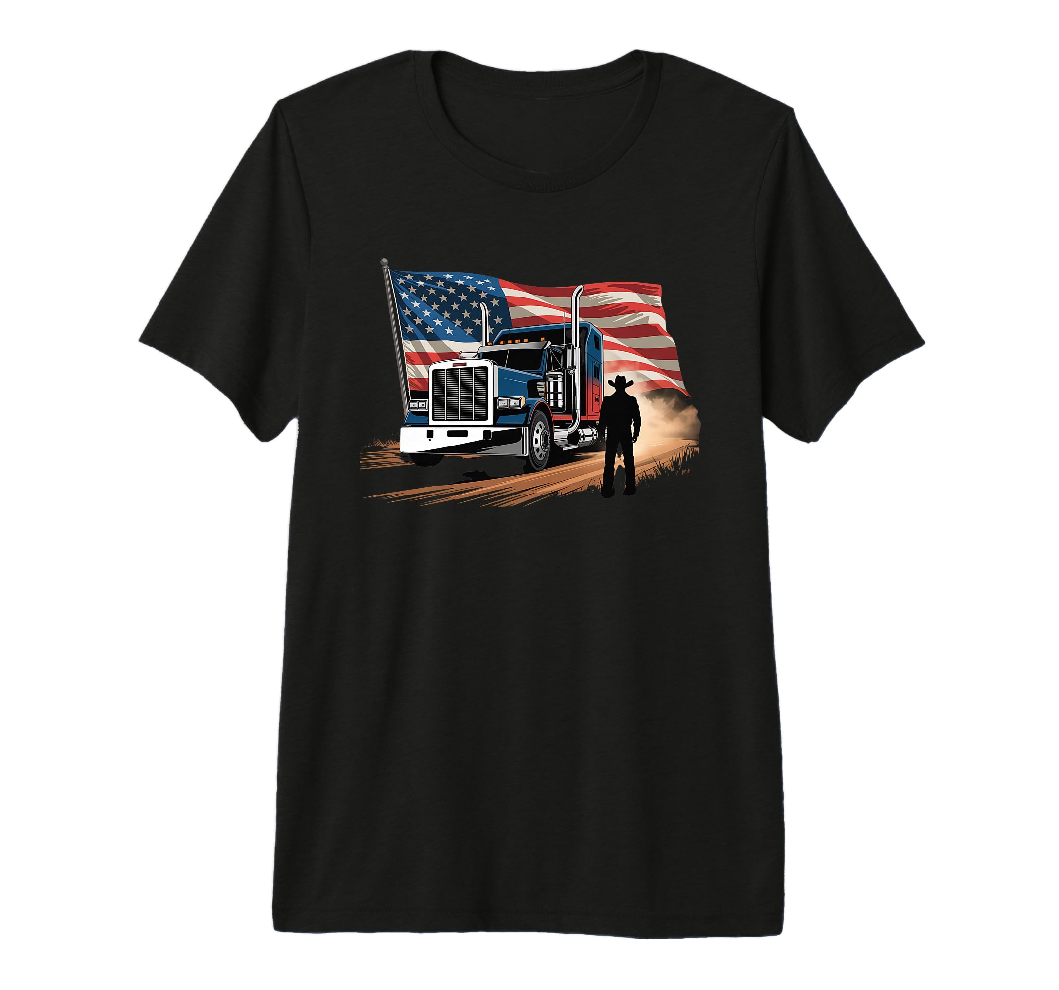 American Flag Trucker Dad Big Rig T-Shirt - Aesthetic Graphic Men Women - T-Shirt, Sweatshirt, Hoodie