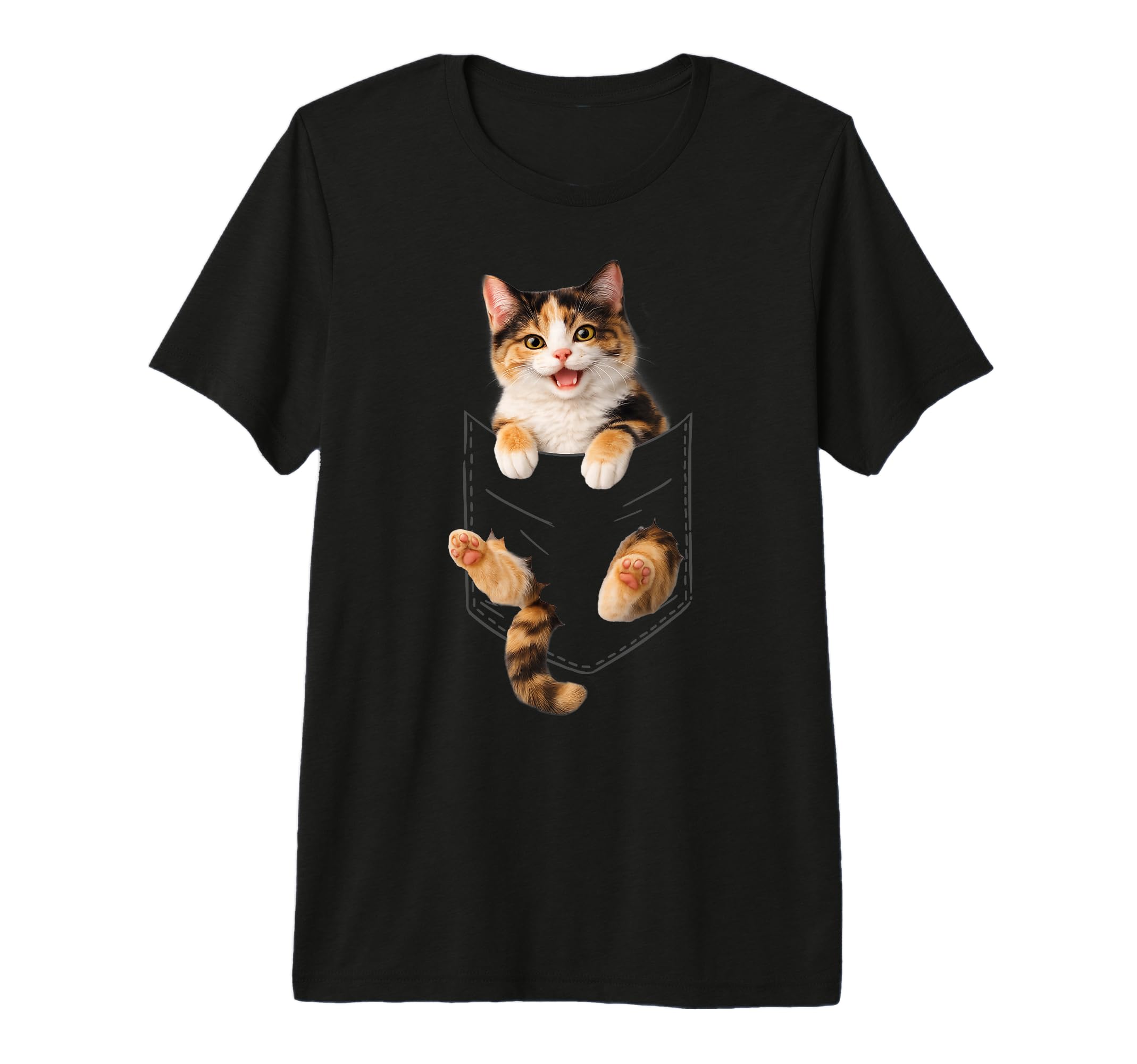 Calico Cat Pocket Funny Kitty Mom Dad T-Shirt - Graphic Print Men Women - T-Shirt, Sweatshirt, Hoodie