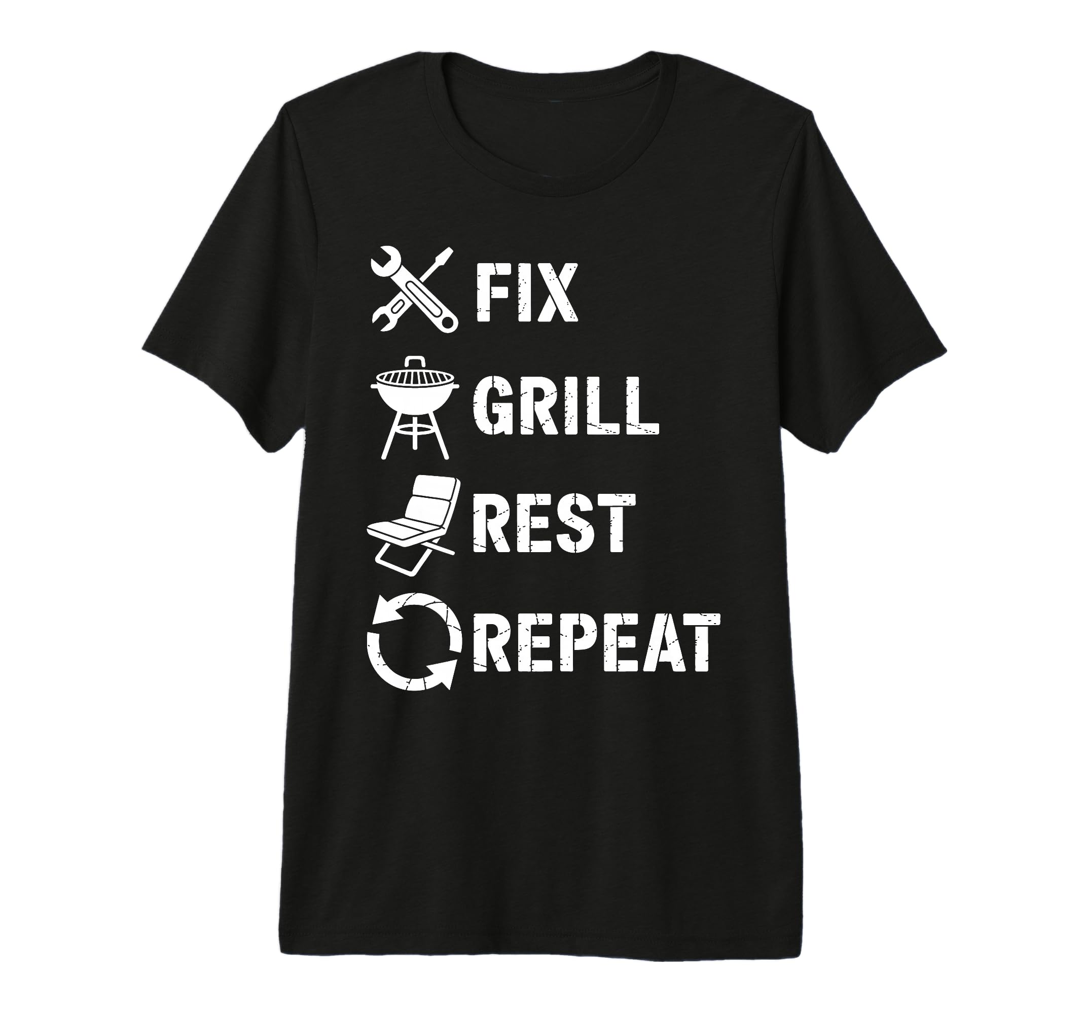 Fix Grill Rest Repeat Handyman Bbq T-Shirt - Custom Art Print for Adults - T-Shirt, Sweatshirt, Hoodie