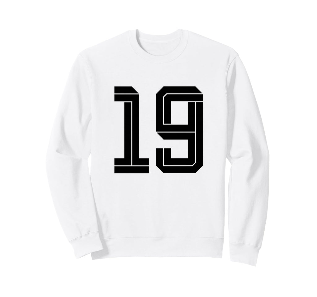 19 White Number 19 Sports Fan Sweatshirt - Custom Art Print Men Women - T-Shirt, Sweatshirt, Hoodie
