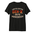 Gen X 1979 Mom Dad Birthday Tri Blend T-Shirt - Minimalist Print for Adults - T-Shirt, Sweatshirt, Hoodie