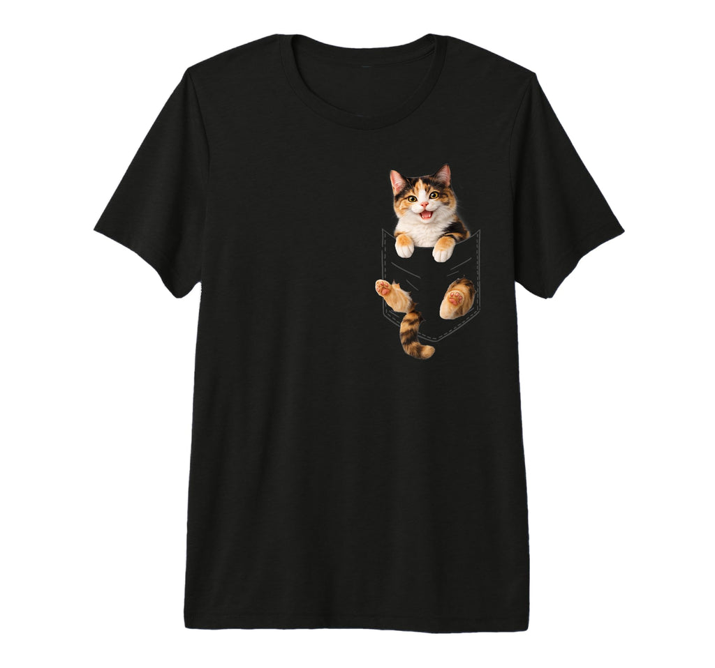 Calico Cat Pocket Funny Cat Lover Mom T-Shirt - Fun Novelty Design Unisex - T-Shirt, Sweatshirt, Hoodie