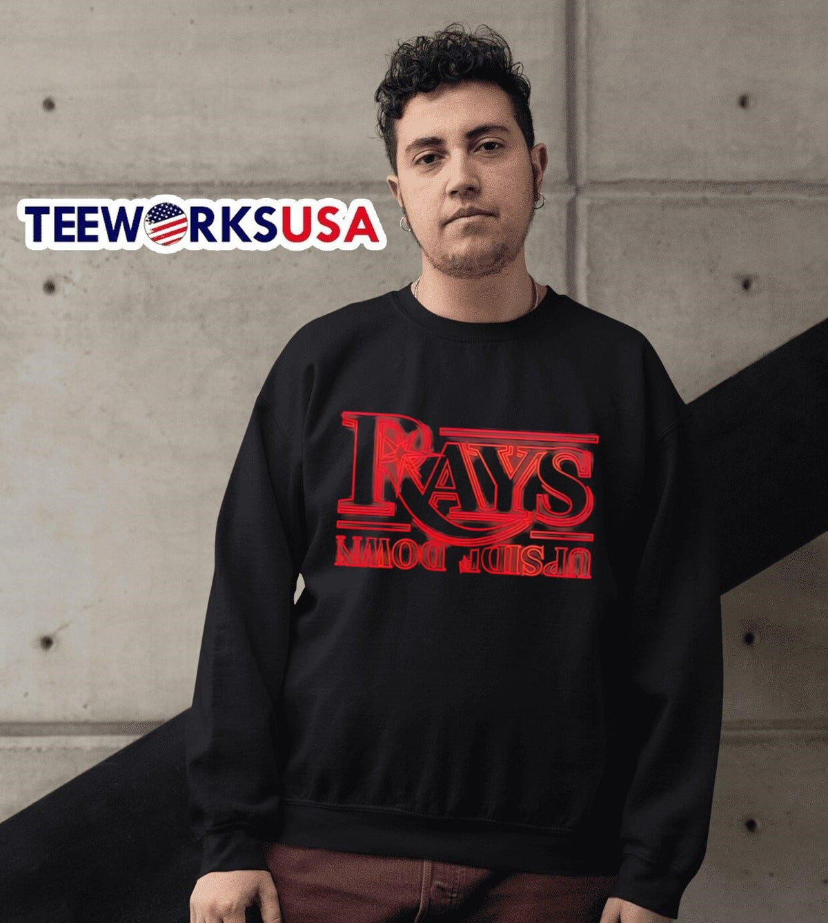 Rays x Stranger Things upside down - Adult & Kids T-Shirts, Sweatshirts & Hoodies apparel design preview 6