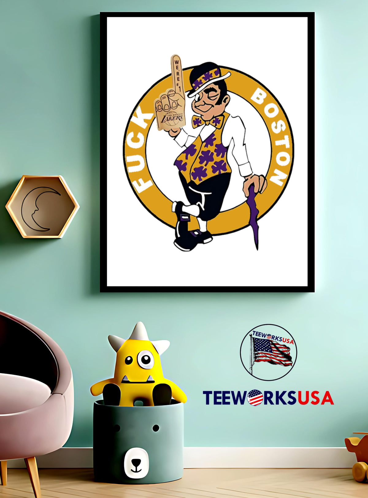 Lakers Fuck Boston logo - Adult & Kids T-Shirts, Sweatshirts & Hoodies apparel design preview 3