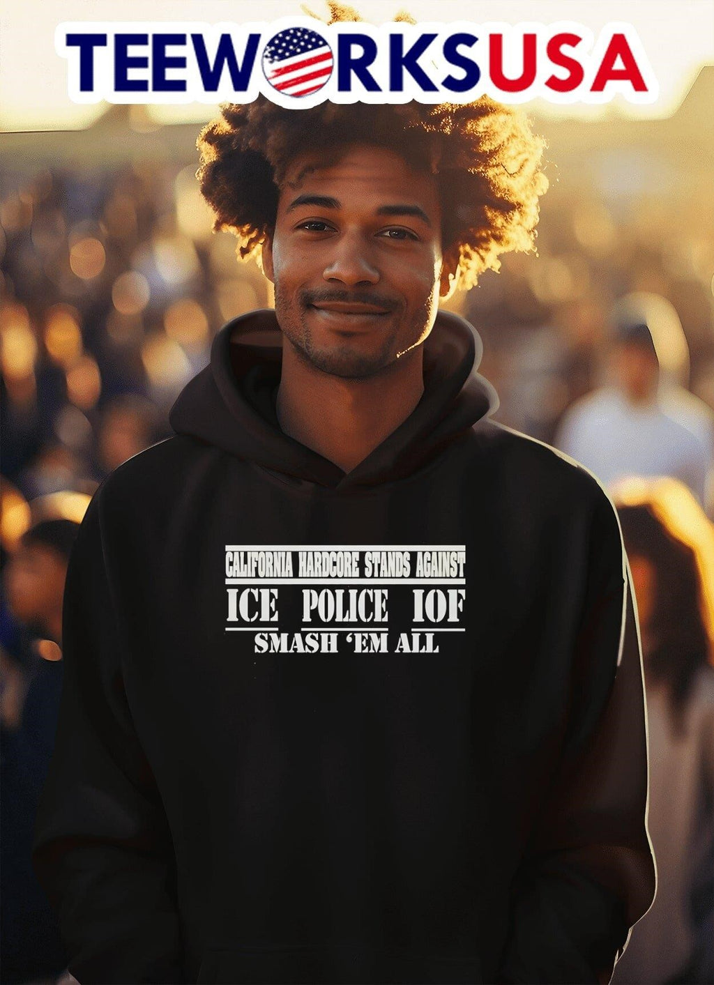 California hardcore stands against ice police IOF - Adult & Kids T-Shirts, Sweatshirts & Hoodies apparel design preview 2
