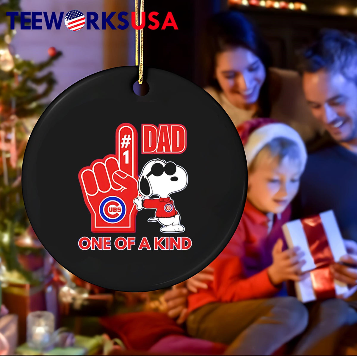 Snoopy Chicago Cubs #1 DAD One of A Kind - Adult & Kids T-Shirts, Sweatshirts & Hoodies apparel design preview 4