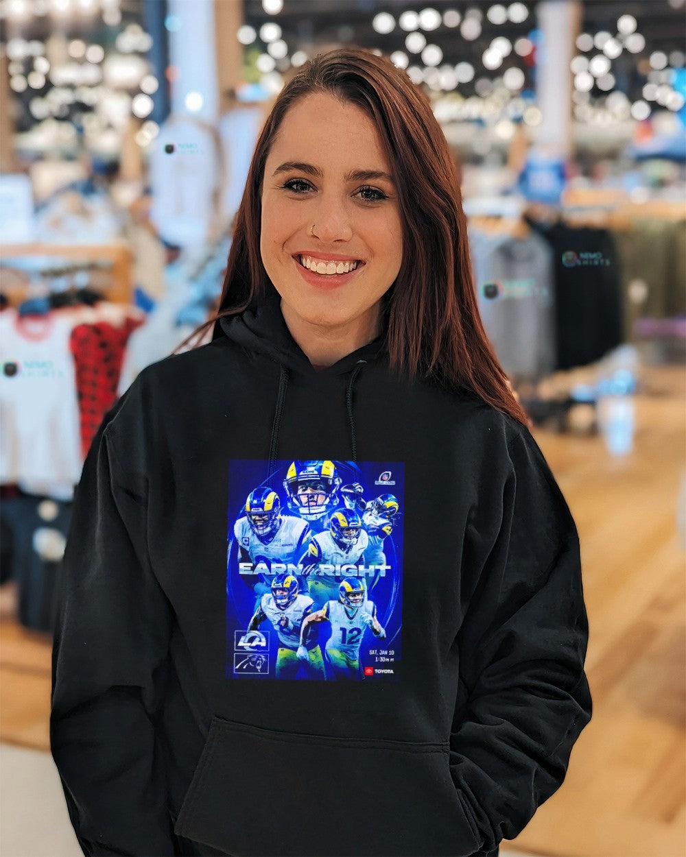 Earn the right Los Angeles Rams all in us player - Adult & Kids T-Shirts, Sweatshirts & Hoodies apparel design preview 3