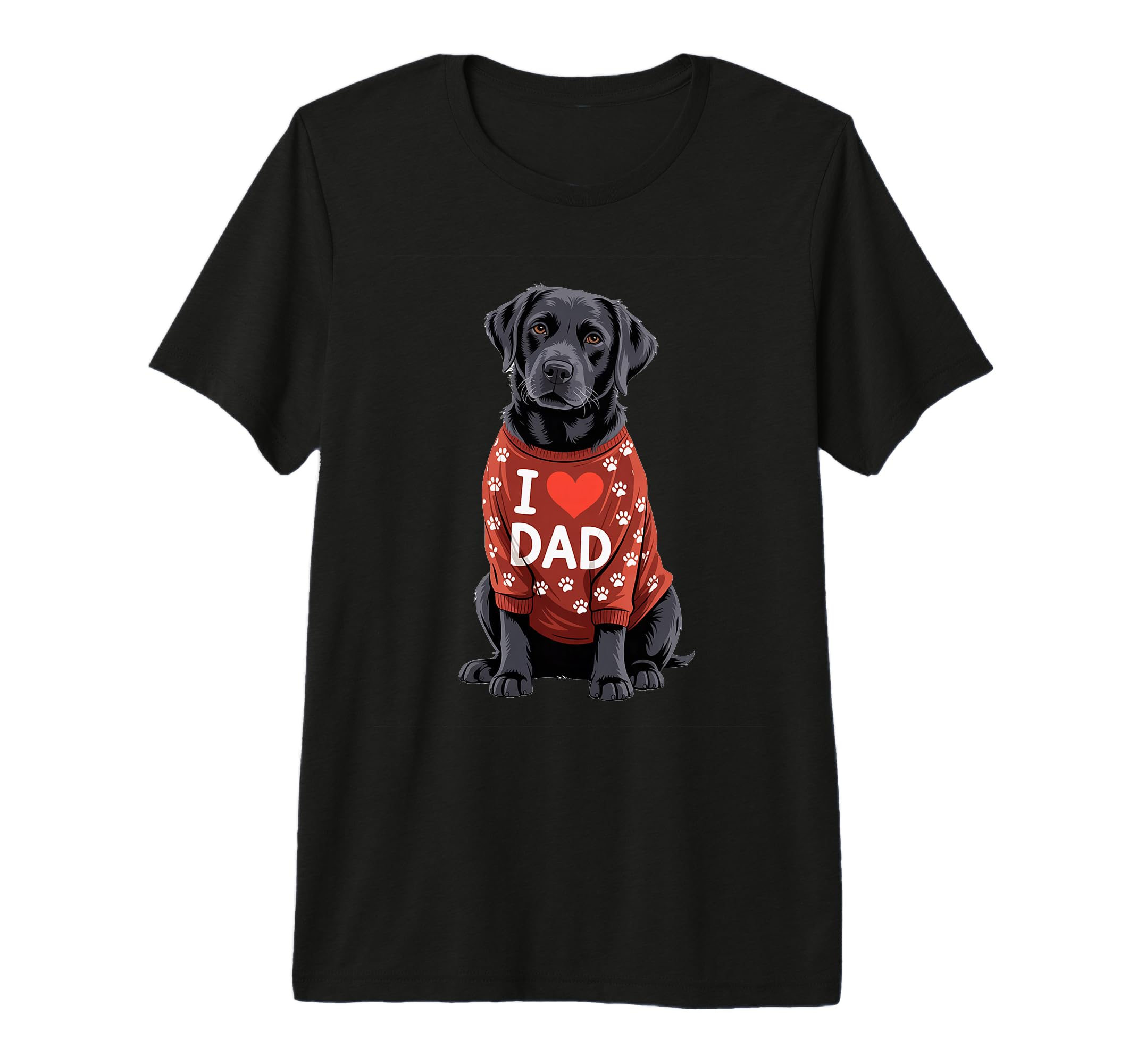 Mens Black Labrador Wearing Red T-Shirt - Casual Everyday Wear Men Women - T-Shirt, Sweatshirt, Hoodie