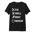 Fix Grill Rest Repeat Handyman Bbq Dad T-Shirt - Unique Graphic Unisex - T-Shirt, Sweatshirt, Hoodie