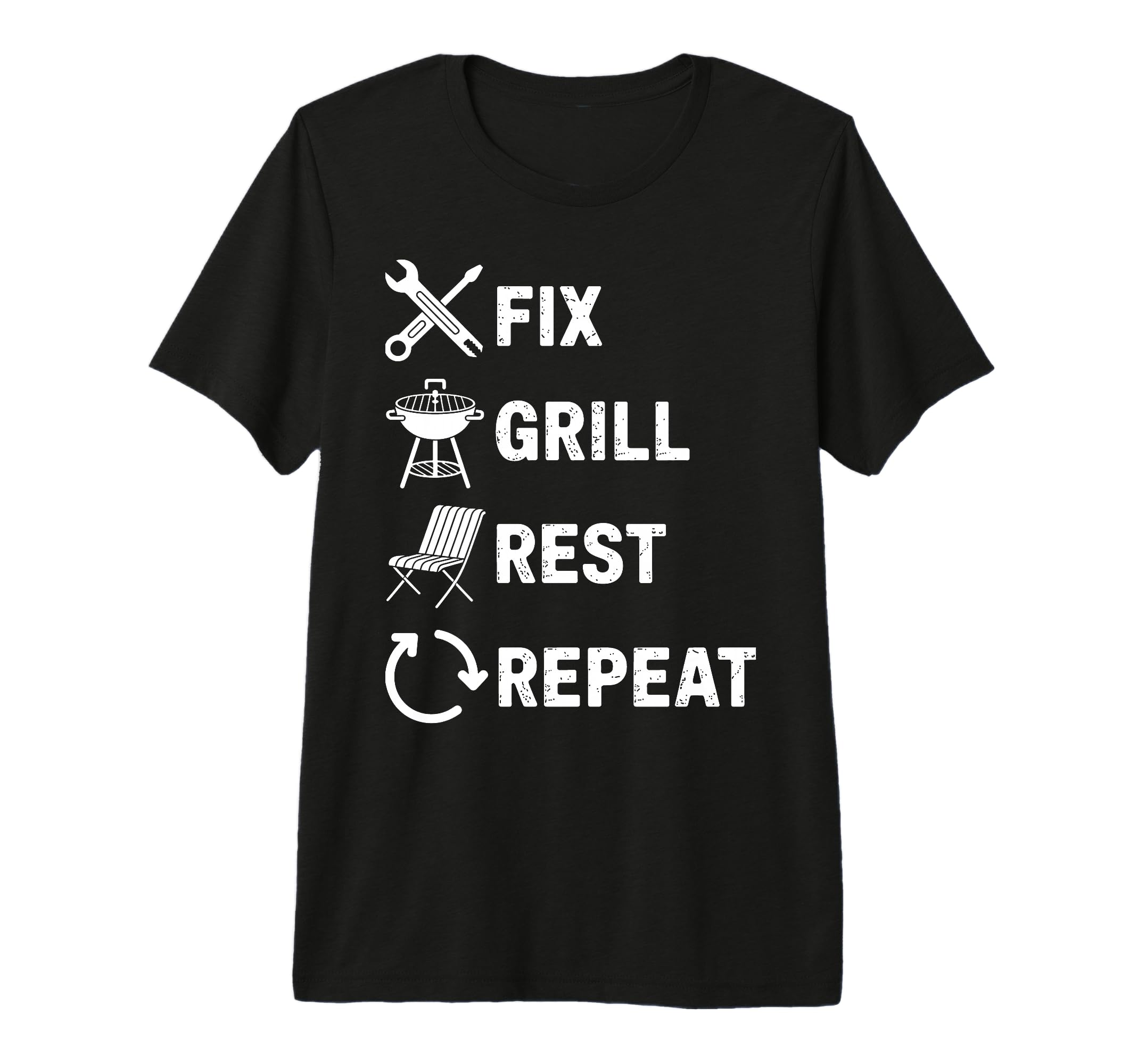 Fix Grill Rest Repeat Handyman Bbq Dad T-Shirt - Unique Graphic Unisex - T-Shirt, Sweatshirt, Hoodie