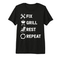 Fix Grill Rest Repeat Handyman Bbq Dad T-Shirt - Custom Art Print Unisex - T-Shirt, Sweatshirt, Hoodie