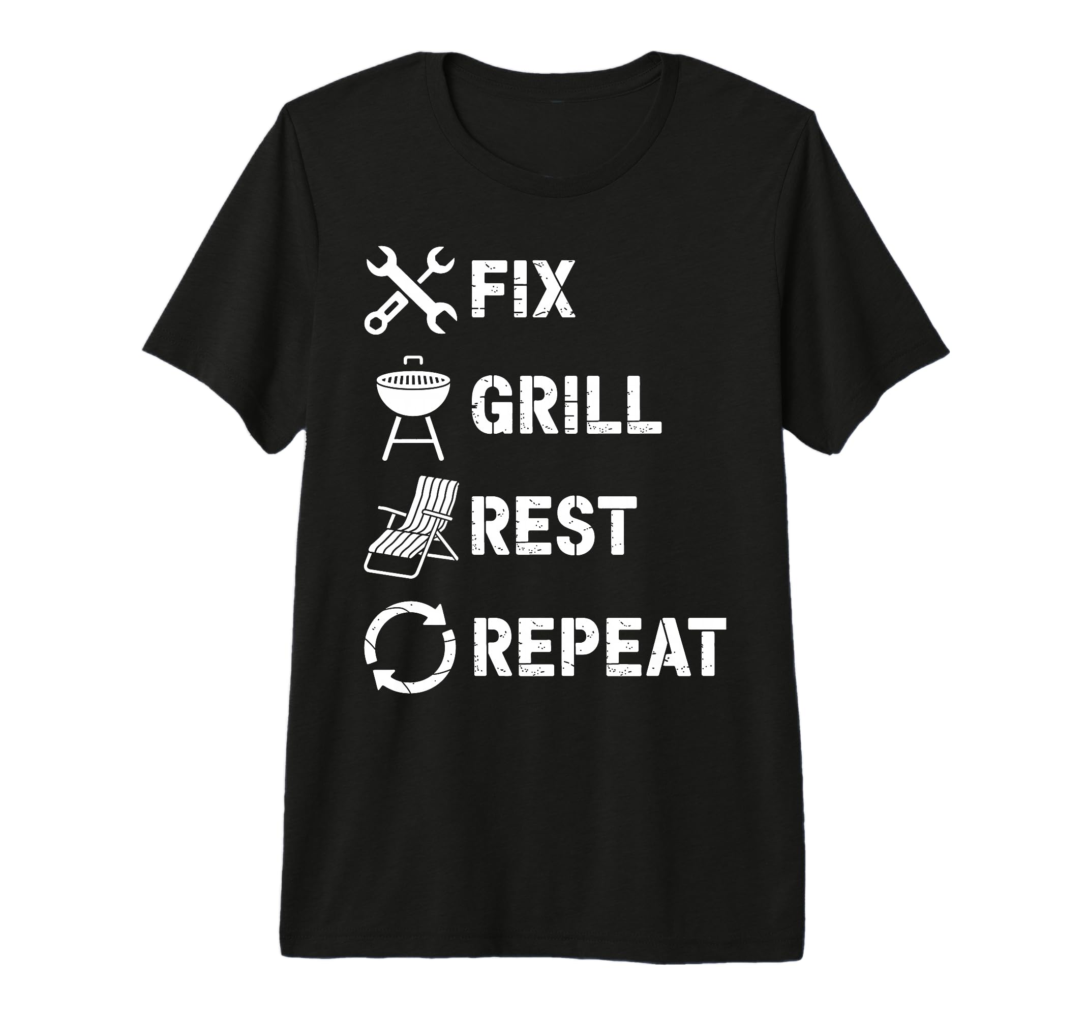 Fix Grill Rest Repeat Handyman Bbq Dad T-Shirt - Custom Art Print Unisex - T-Shirt, Sweatshirt, Hoodie