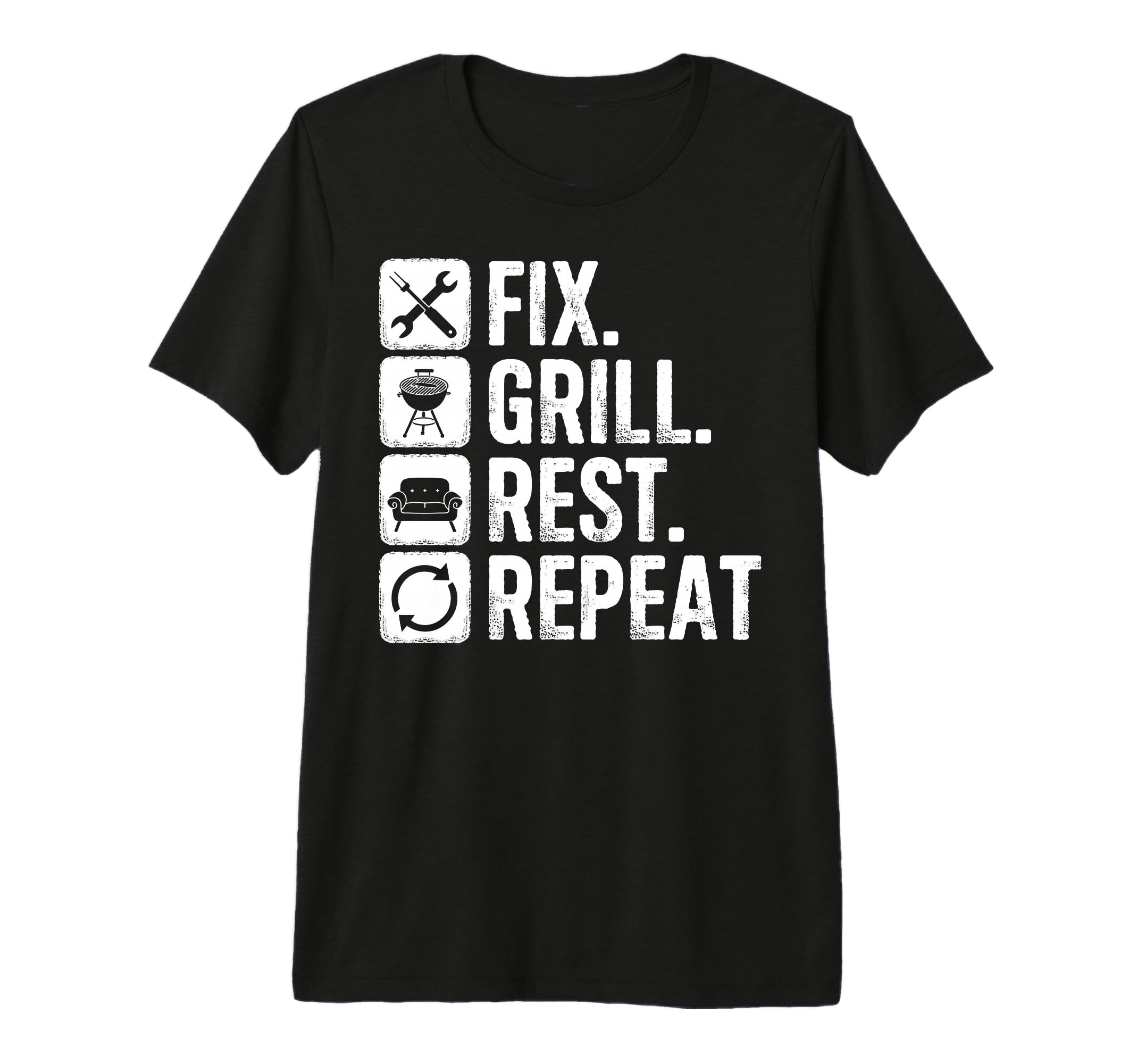 Fix Grill Rest Repeat Handyman Bbq Dad T-Shirt - Trendy Graphic for Adults - T-Shirt, Sweatshirt, Hoodie