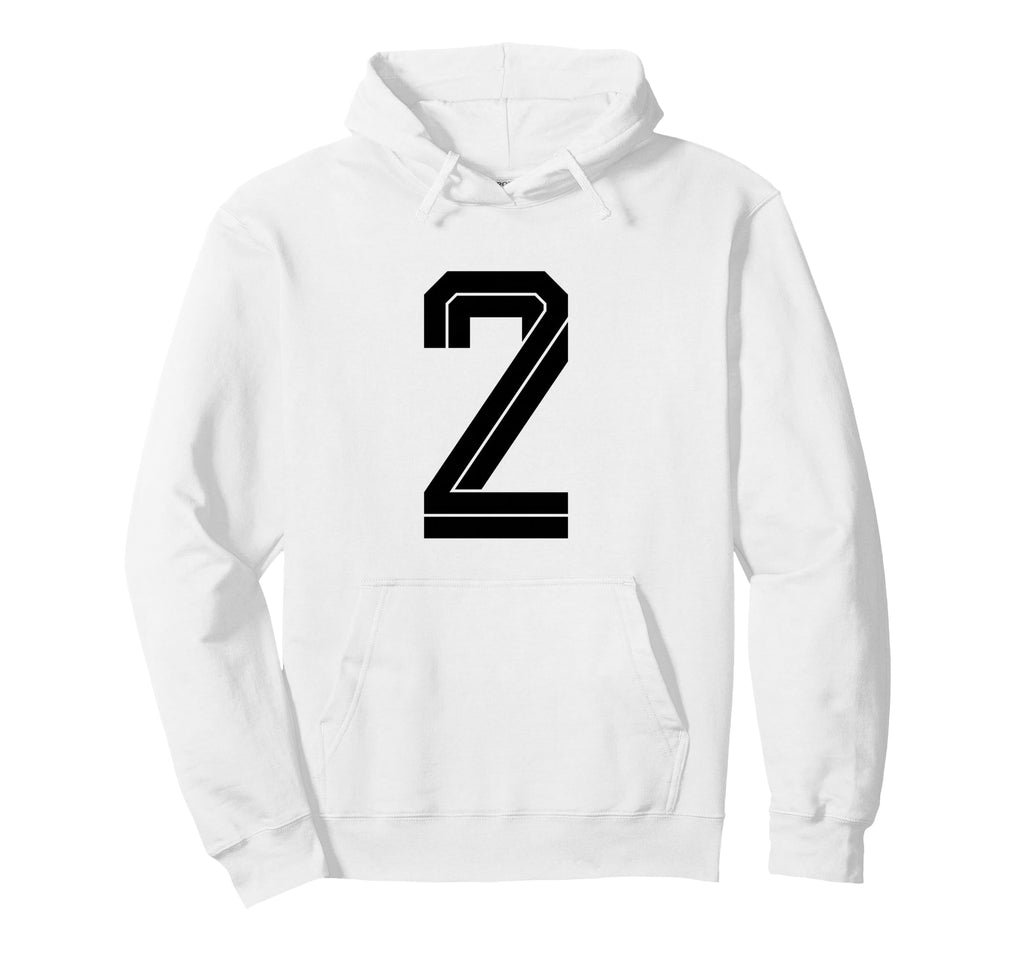 2 White Number 2 Sports Fan Soccer Hoodie - Fun Novelty Design Unisex - T-Shirt, Sweatshirt, Hoodie