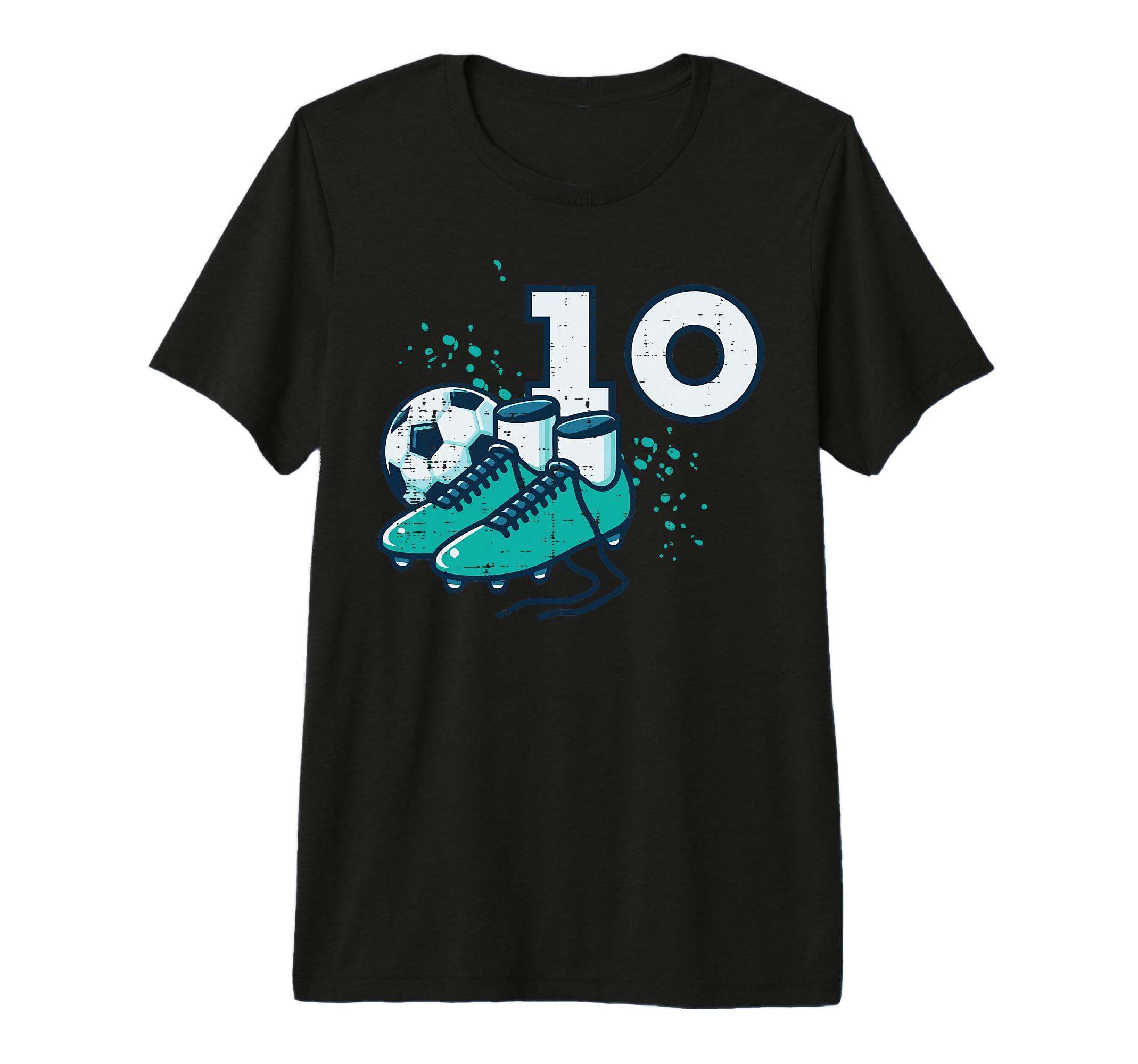 10Th Birthday Soccer Ball Shoes T-Shirt - Aesthetic Graphic Unisex - T-Shirt, Sweatshirt, Hoodie