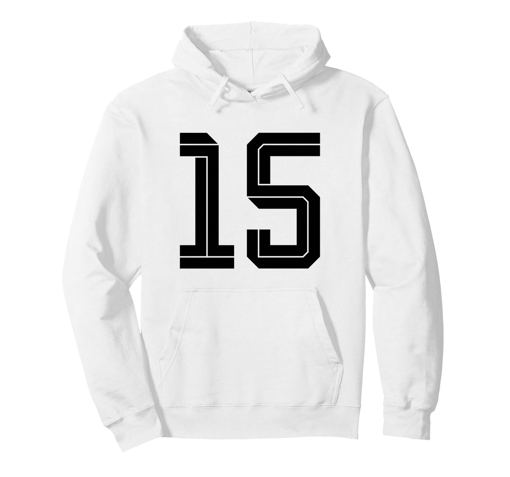 15 White Number 15 Sports Fan Soccer Hoodie - Custom Art Print Men Women - T-Shirt, Sweatshirt, Hoodie