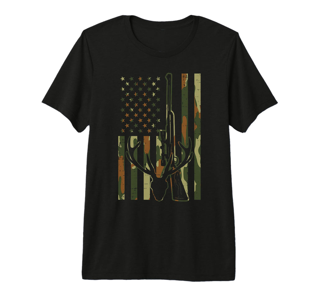 Camo Flag Deer Skull Rifle Hunting T-Shirt - Unique Graphic for Adults - T-Shirt, Sweatshirt, Hoodie
