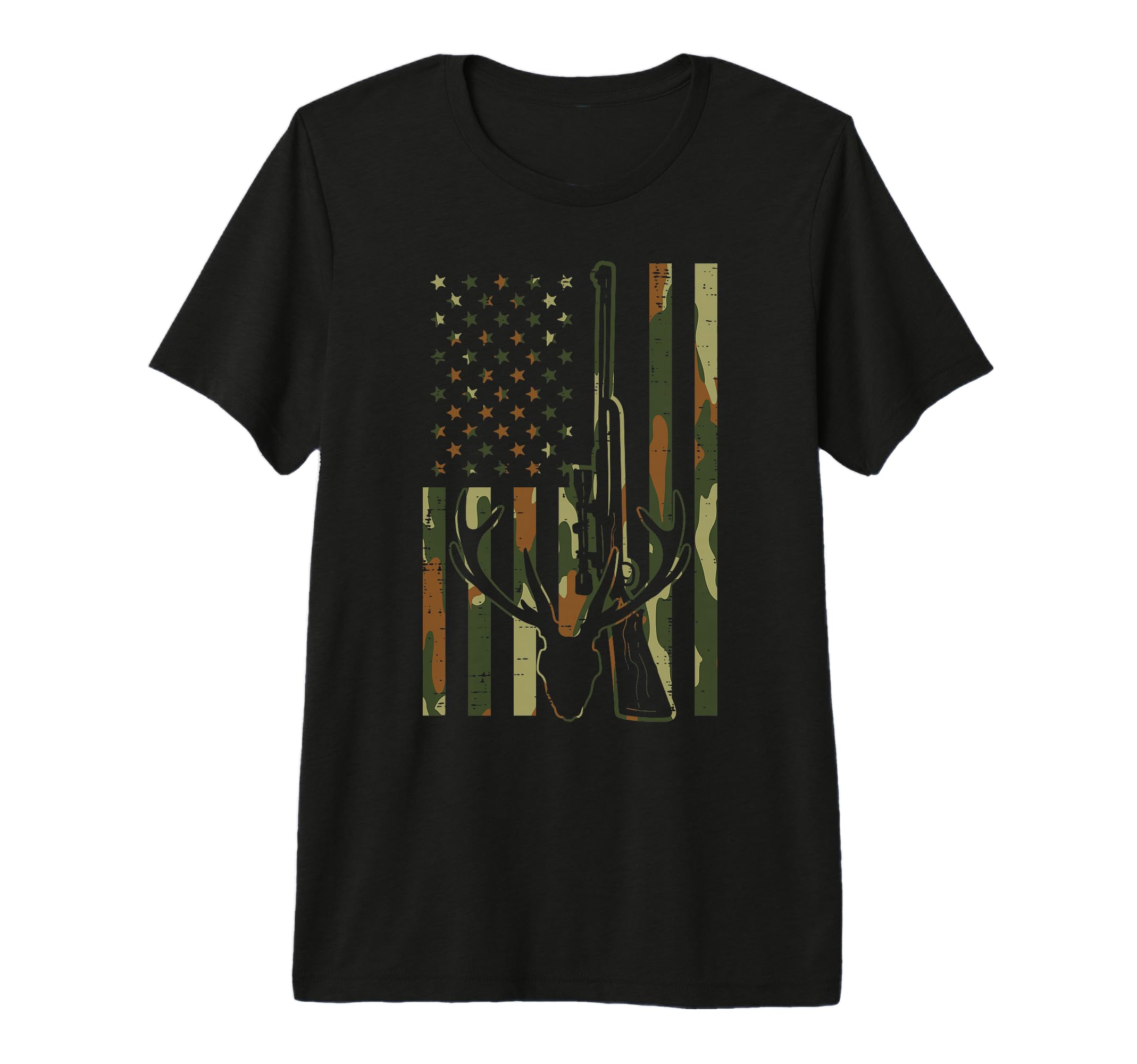 Camo Flag Deer Skull Rifle Hunting T-Shirt - Unique Graphic for Adults - T-Shirt, Sweatshirt, Hoodie