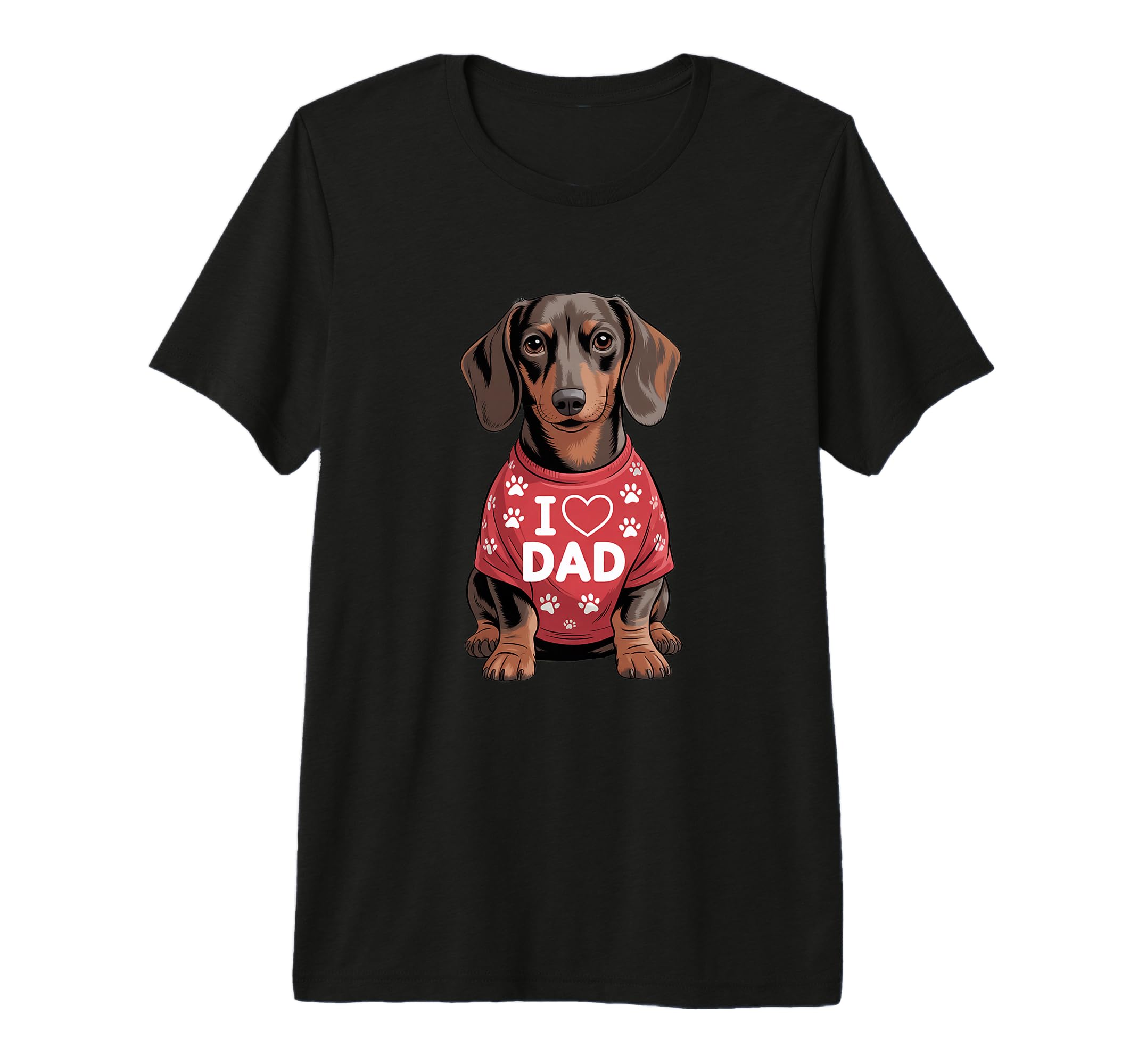 Mens Dachshund Wearing Red Paw Prints T-Shirt - Novelty Apparel for Adults - T-Shirt, Sweatshirt, Hoodie