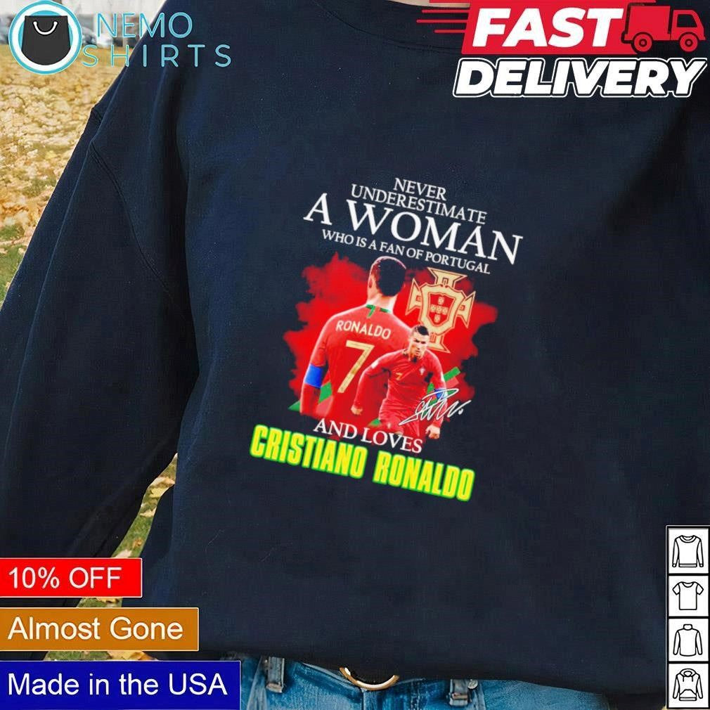 Never underestimate a woman who is fan of Portugal - Adult & Kids T-Shirts, Sweatshirts & Hoodies apparel design preview 3