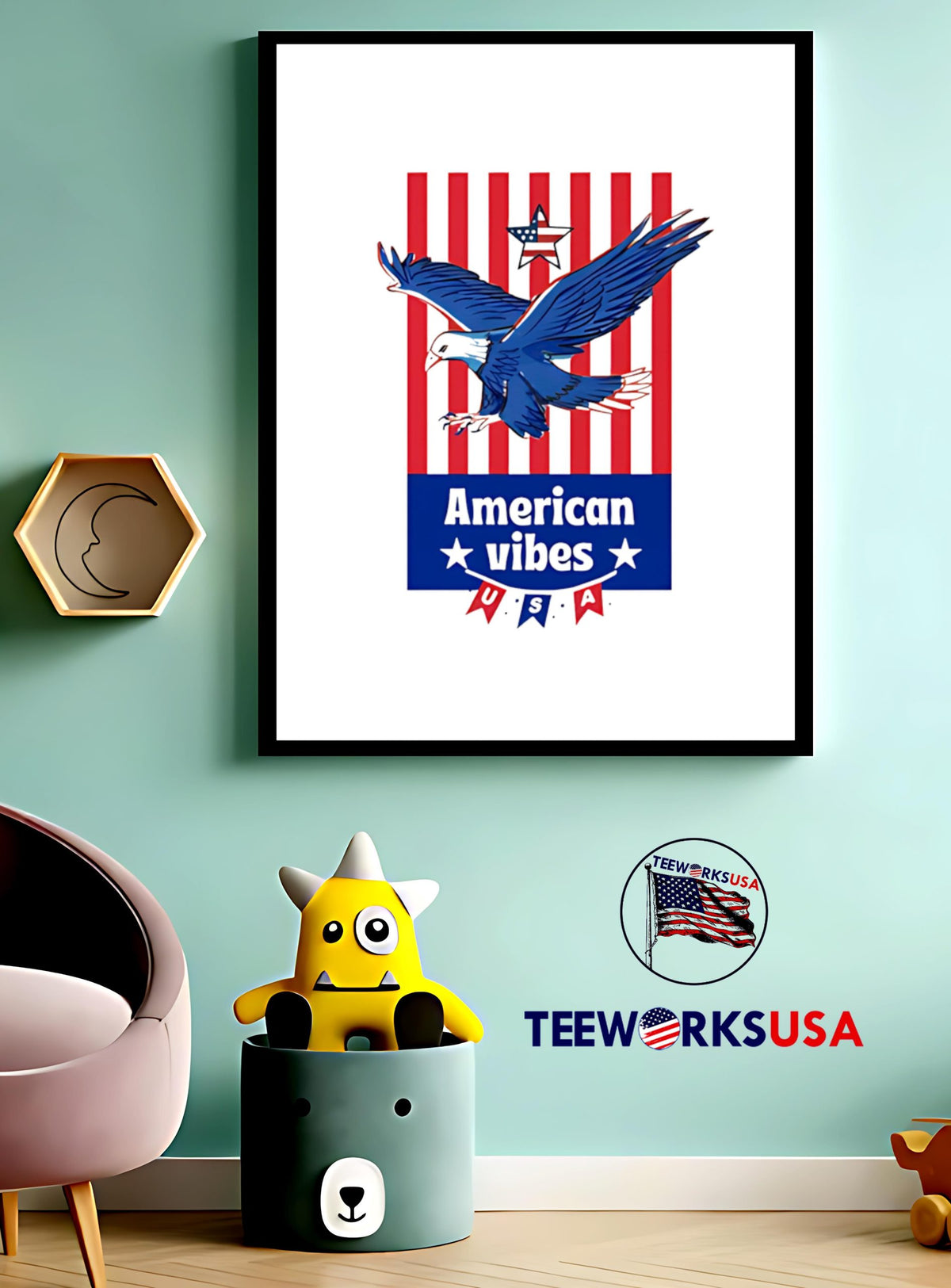 American Vibes USA Red White Blue - Adult & Kids T-Shirts, Sweatshirts & Hoodies apparel design preview 3