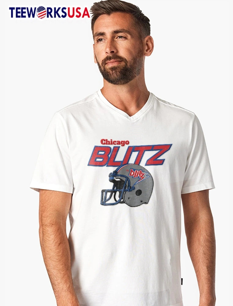 Chicago Blitz The Distressed Football Helmet Vintage - Adult & Kids T-Shirts, Sweatshirts & Hoodies apparel design preview 7