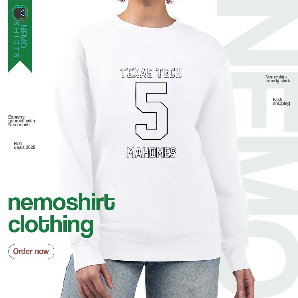 Patrick Mahomes 5 Texas Tech Red Raiders football - Adult & Kids T-Shirts, Sweatshirts & Hoodies apparel design preview 4