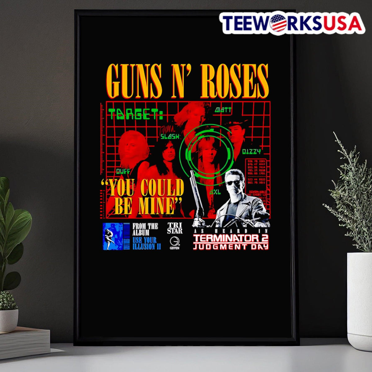 Guns N Roses you could be mine as heard in Terminator - Adult & Kids T-Shirts, Sweatshirts & Hoodies apparel design preview 5