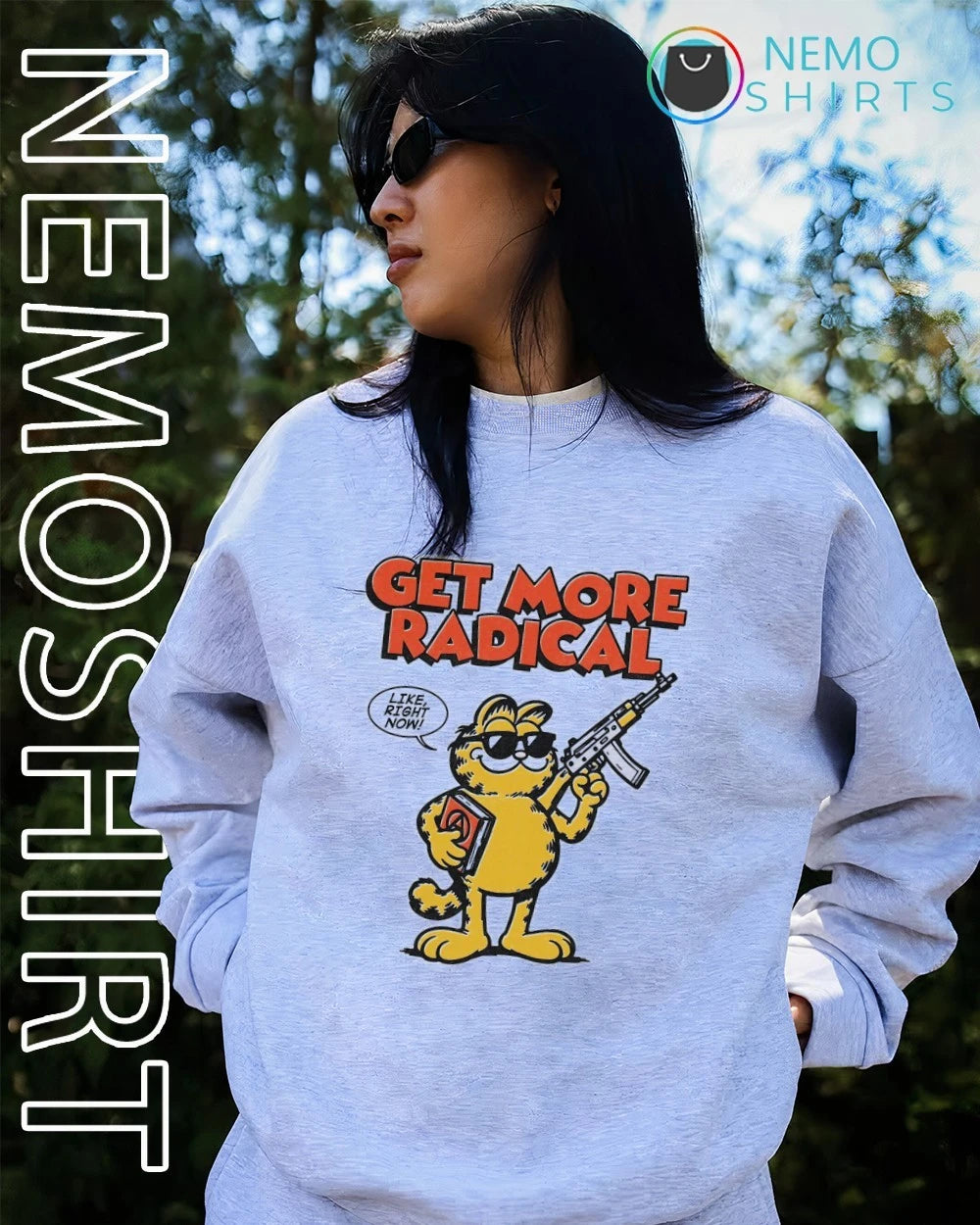 Lasagna Cat Get More Radical Like Right Now - Adult & Kids T-Shirts, Sweatshirts & Hoodies apparel design preview 3