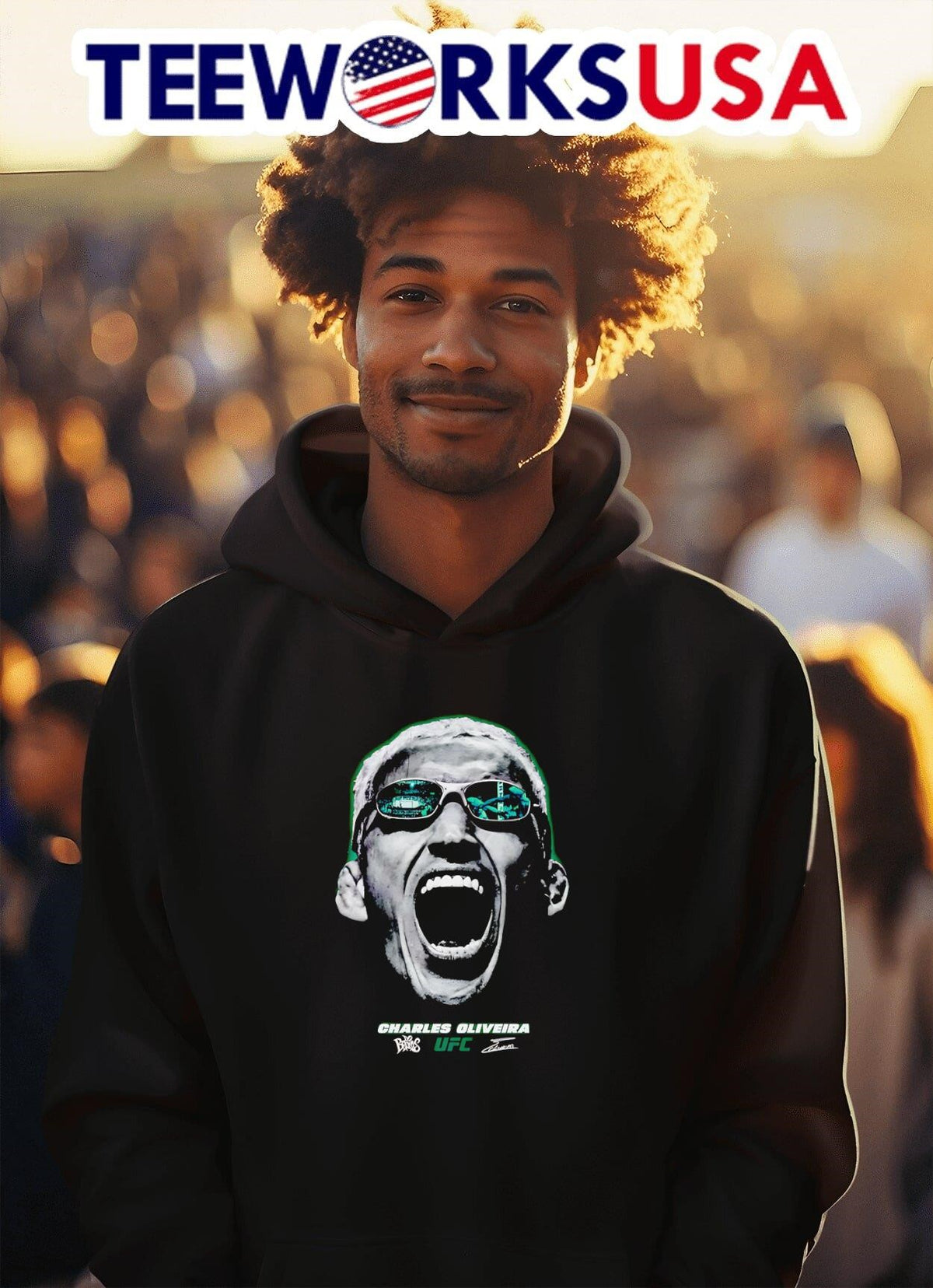 Charles Oliveira Fight Vision - Adult & Kids T-Shirts, Sweatshirts & Hoodies apparel design preview 2