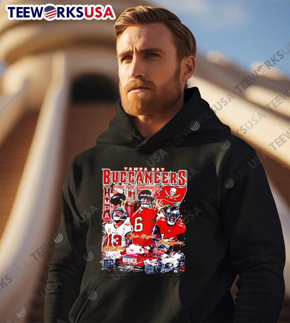 Tampa Bay Buccaneers fire the cannons Mike Evans - Adult & Kids T-Shirts, Sweatshirts & Hoodies apparel design preview 2