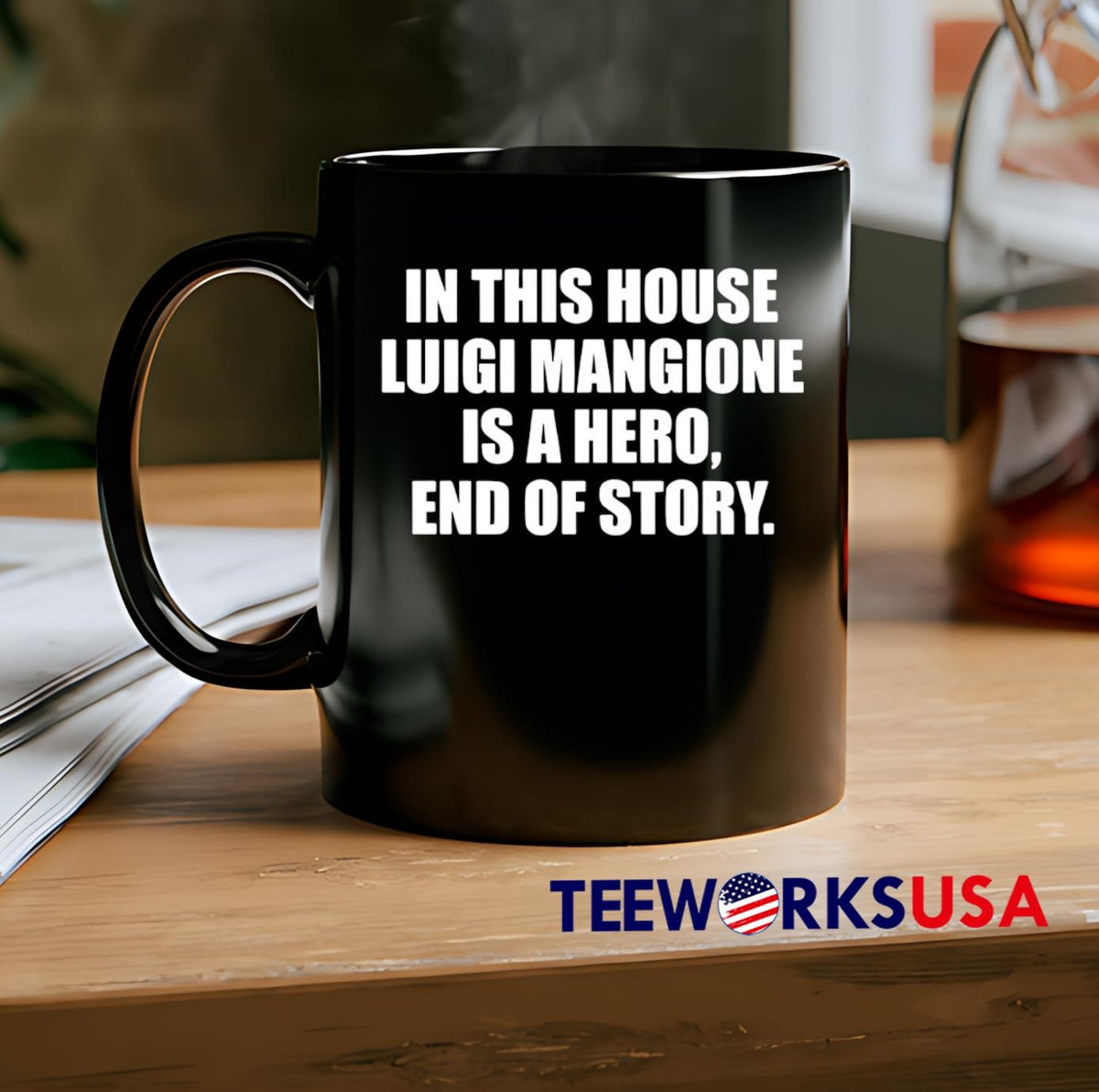 In This House Luigi Mangione Is A Hero End Of Story - Adult & Kids T-Shirts, Sweatshirts & Hoodies apparel design preview 2