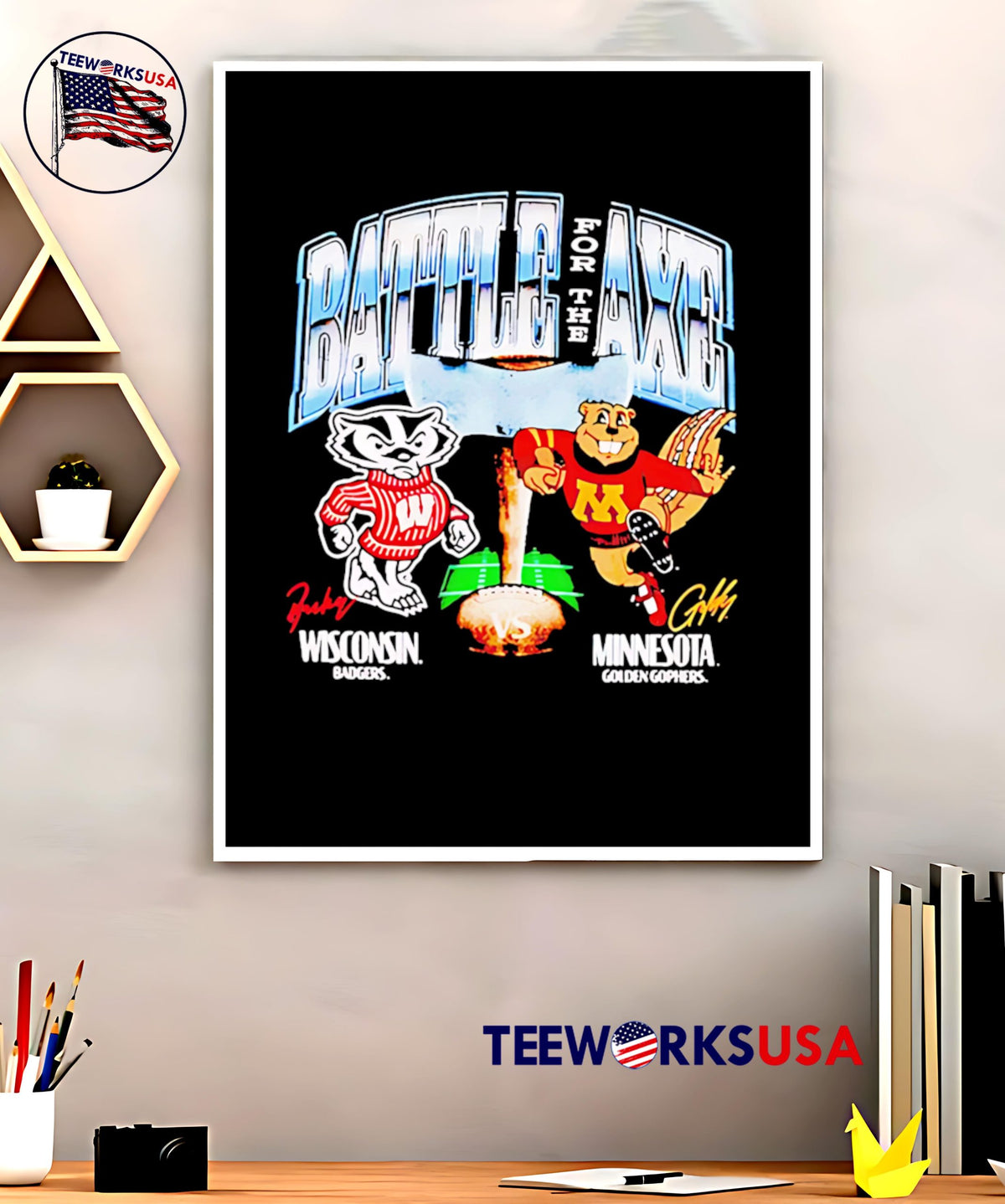 Wisconsin Badgers vs Minnesota Golden Gophers Battle - Adult & Kids T-Shirts, Sweatshirts & Hoodies apparel design preview 5