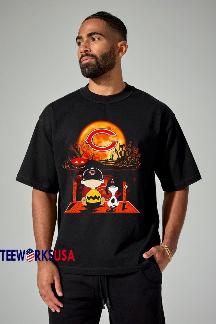 Charlie brown and Snoopy watching chicago bears - Adult & Kids T-Shirts, Sweatshirts & Hoodies apparel design preview 1