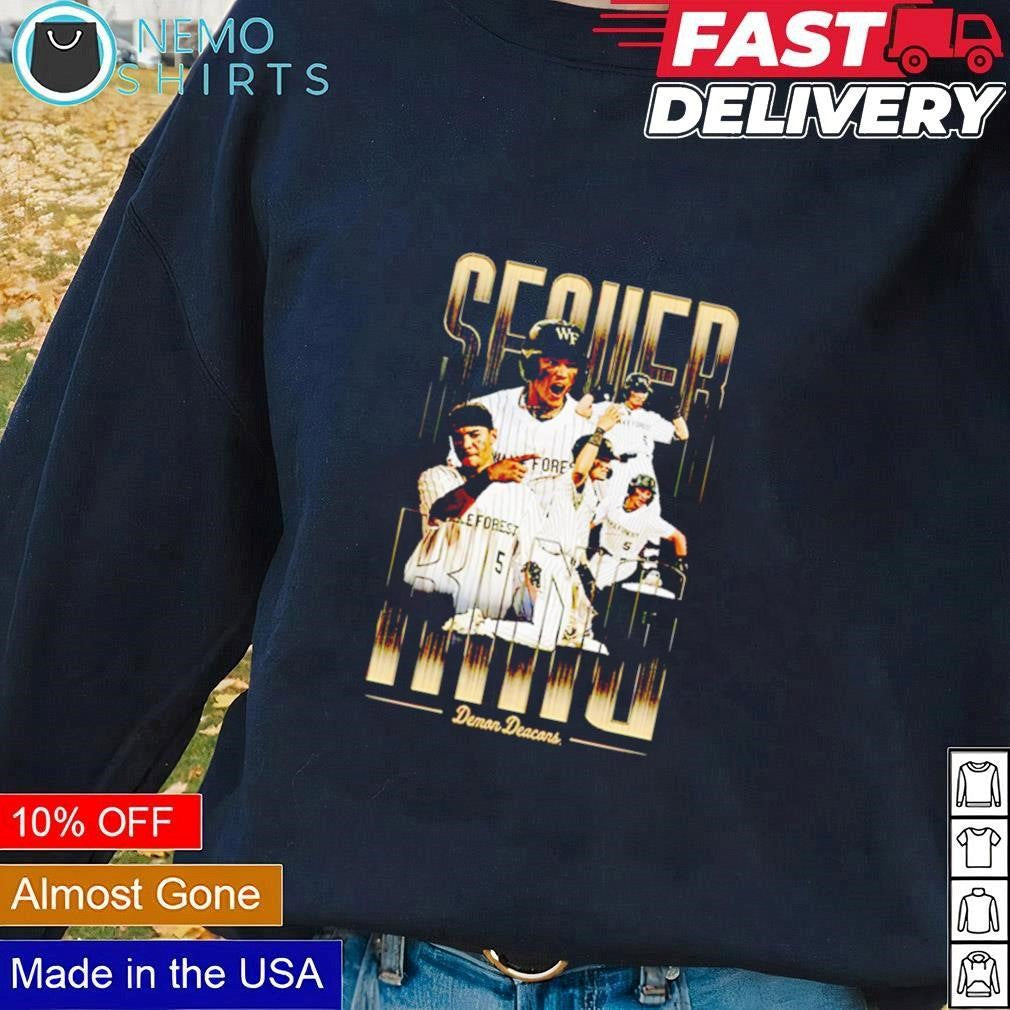 Seaver King Wake Forest baseball player collage - Adult & Kids T-Shirts, Sweatshirts & Hoodies apparel design preview 3