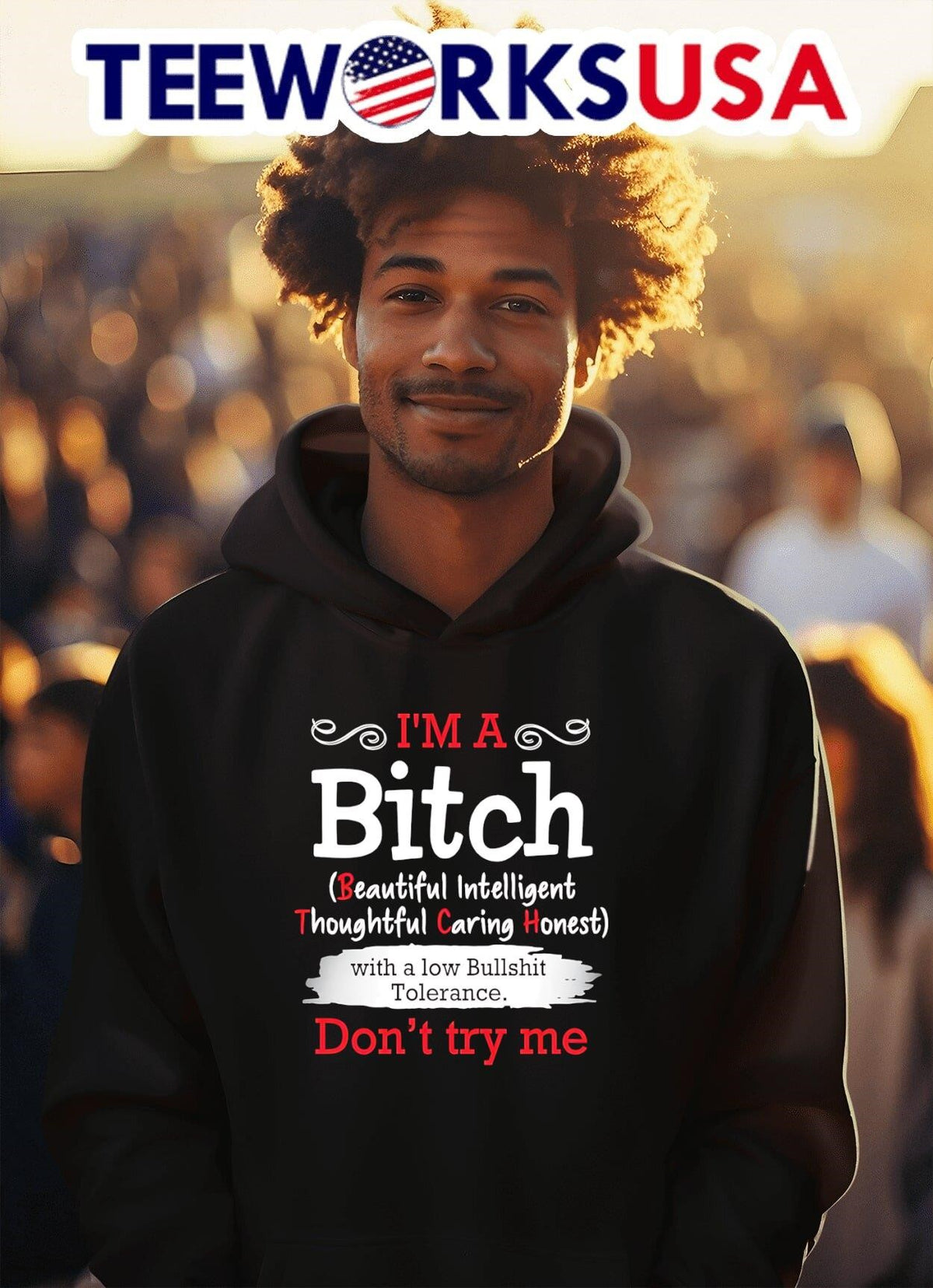 I'm a bitch beautiful intelligent thoughtful caring - Adult & Kids T-Shirts, Sweatshirts & Hoodies apparel design preview 2