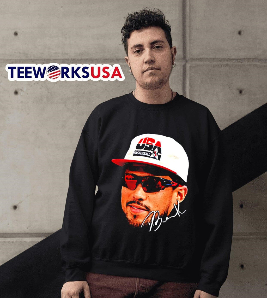 Devin Booker USA basketball big head signature - Adult & Kids T-Shirts, Sweatshirts & Hoodies apparel design preview 3