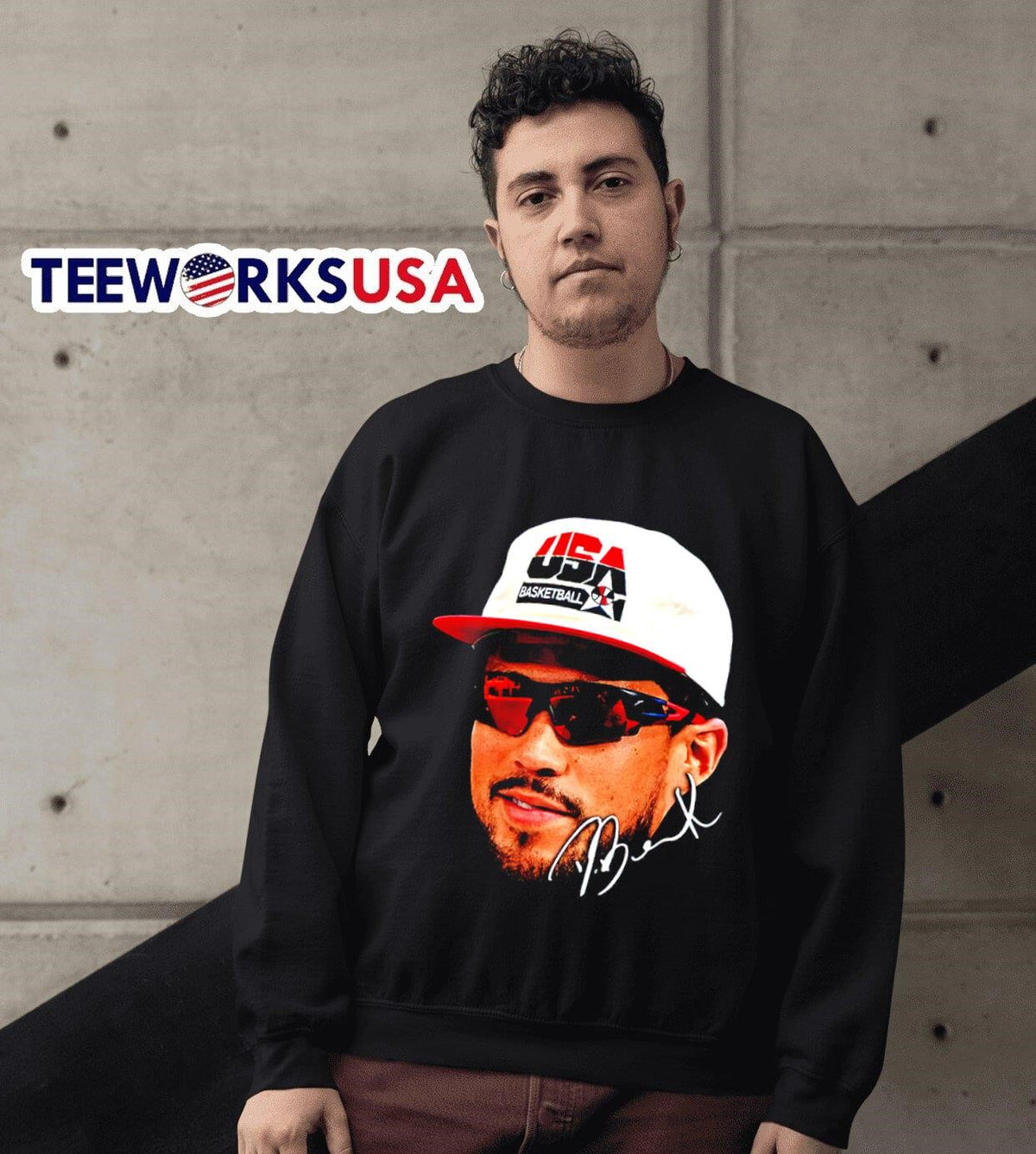 Devin Booker USA basketball big head signature - Adult & Kids T-Shirts, Sweatshirts & Hoodies apparel design preview 3