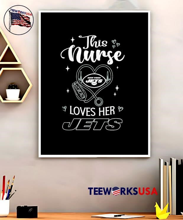 This nurse love her New York Jets - Adult & Kids T-Shirts, Sweatshirts & Hoodies apparel design preview 5