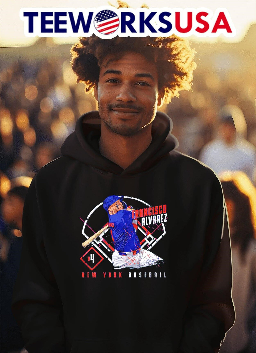 Francisco Alvarez New York Mets 4 ballpark - Adult & Kids T-Shirts, Sweatshirts & Hoodies apparel design preview 2