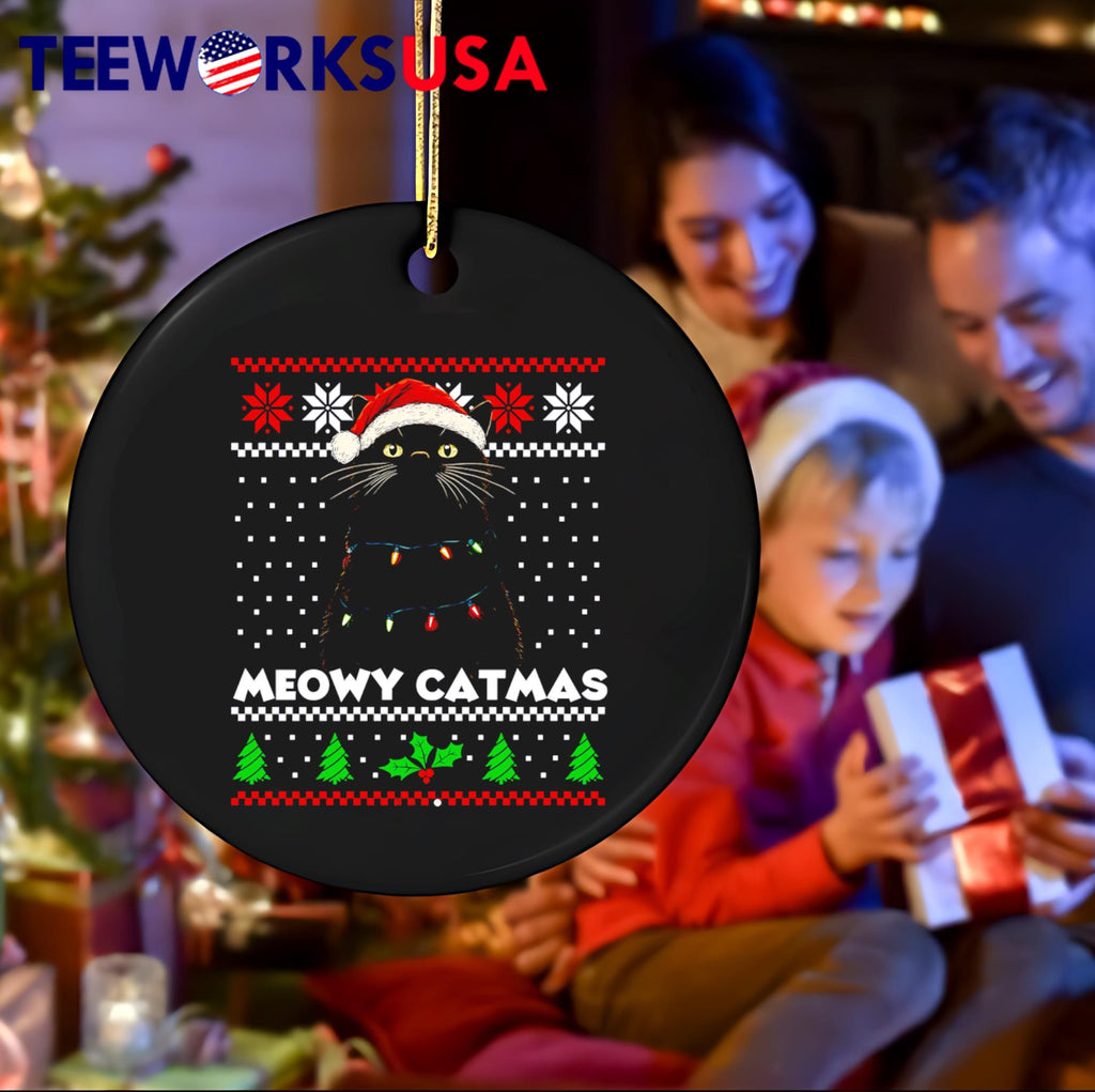 Meowy Catmas Ugly Christmas - Adult & Kids T-Shirts, Sweatshirts & Hoodies apparel design preview 4
