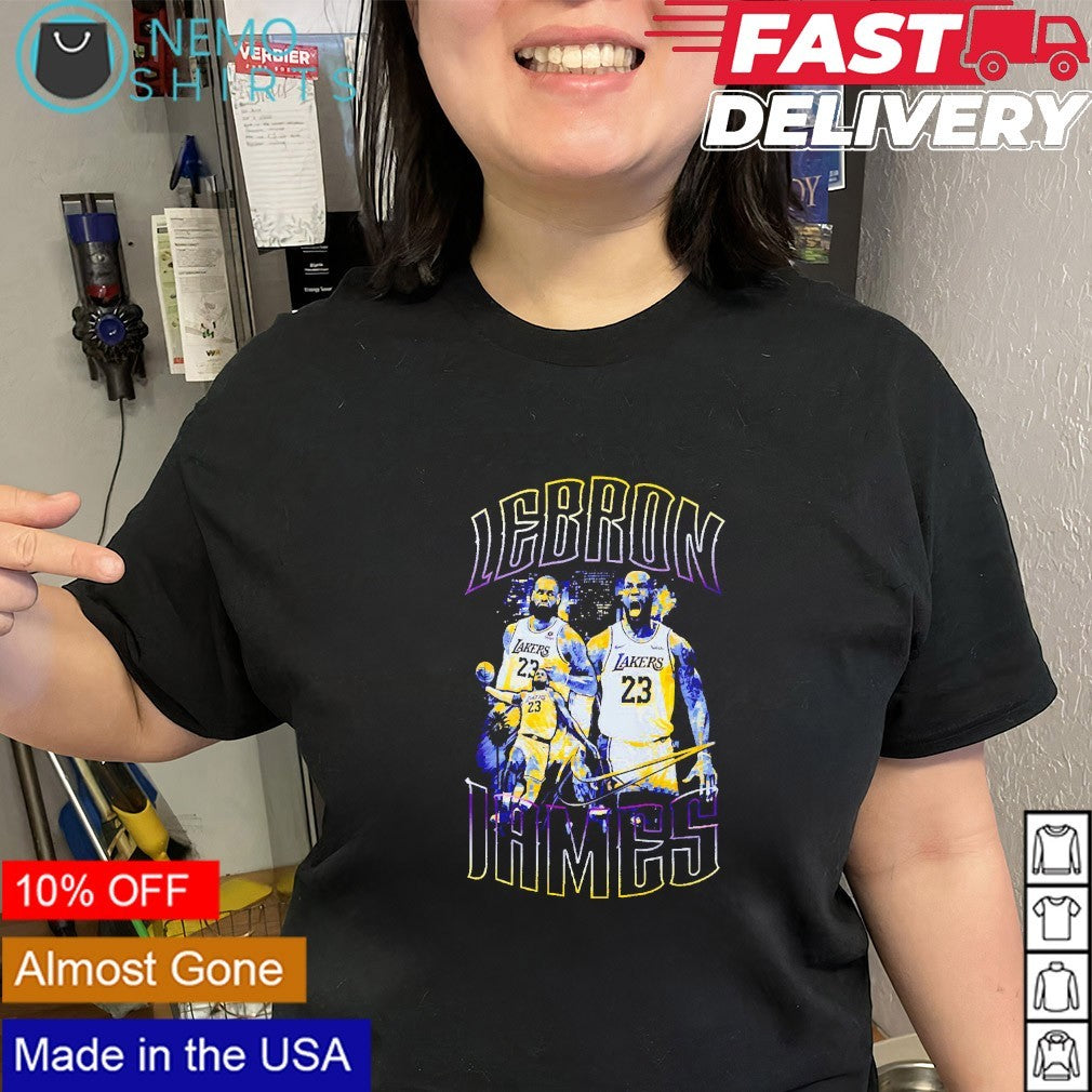 LeBron James Los Angeles Lakers player retro graphic - Adult & Kids T-Shirts, Sweatshirts & Hoodies apparel design preview 2