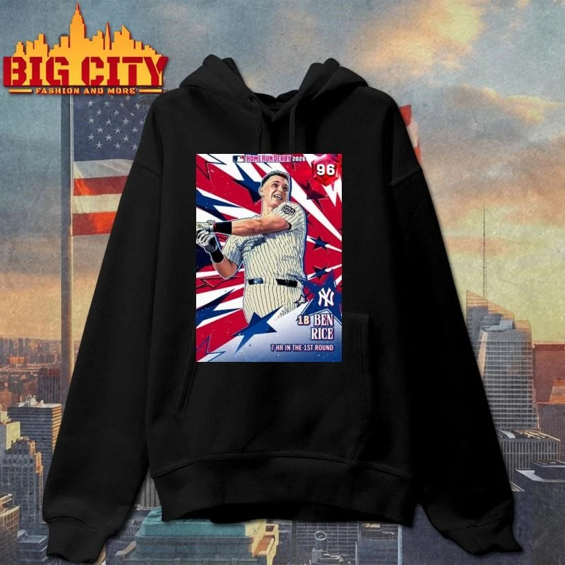 New York Yankees Ben Rice 1B Home Run Derby 2026 - Adult & Kids T-Shirts, Sweatshirts & Hoodies apparel design preview 2