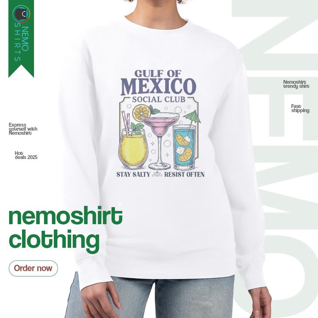 Gulf of Mexico social club stay salty resist often - Adult & Kids T-Shirts, Sweatshirts & Hoodies apparel design preview 4