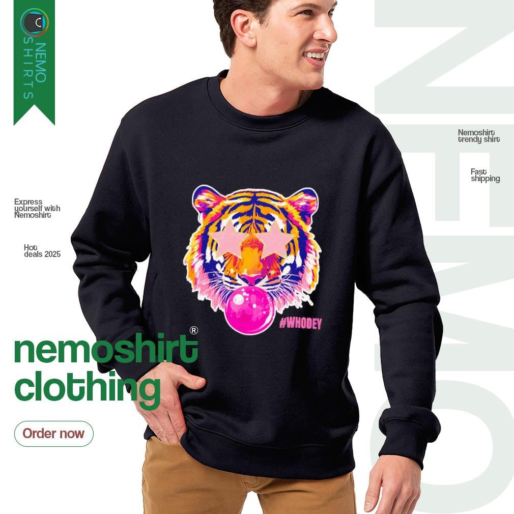 Star eye bubble blowing tiger - Adult & Kids T-Shirts, Sweatshirts & Hoodies apparel design preview 4