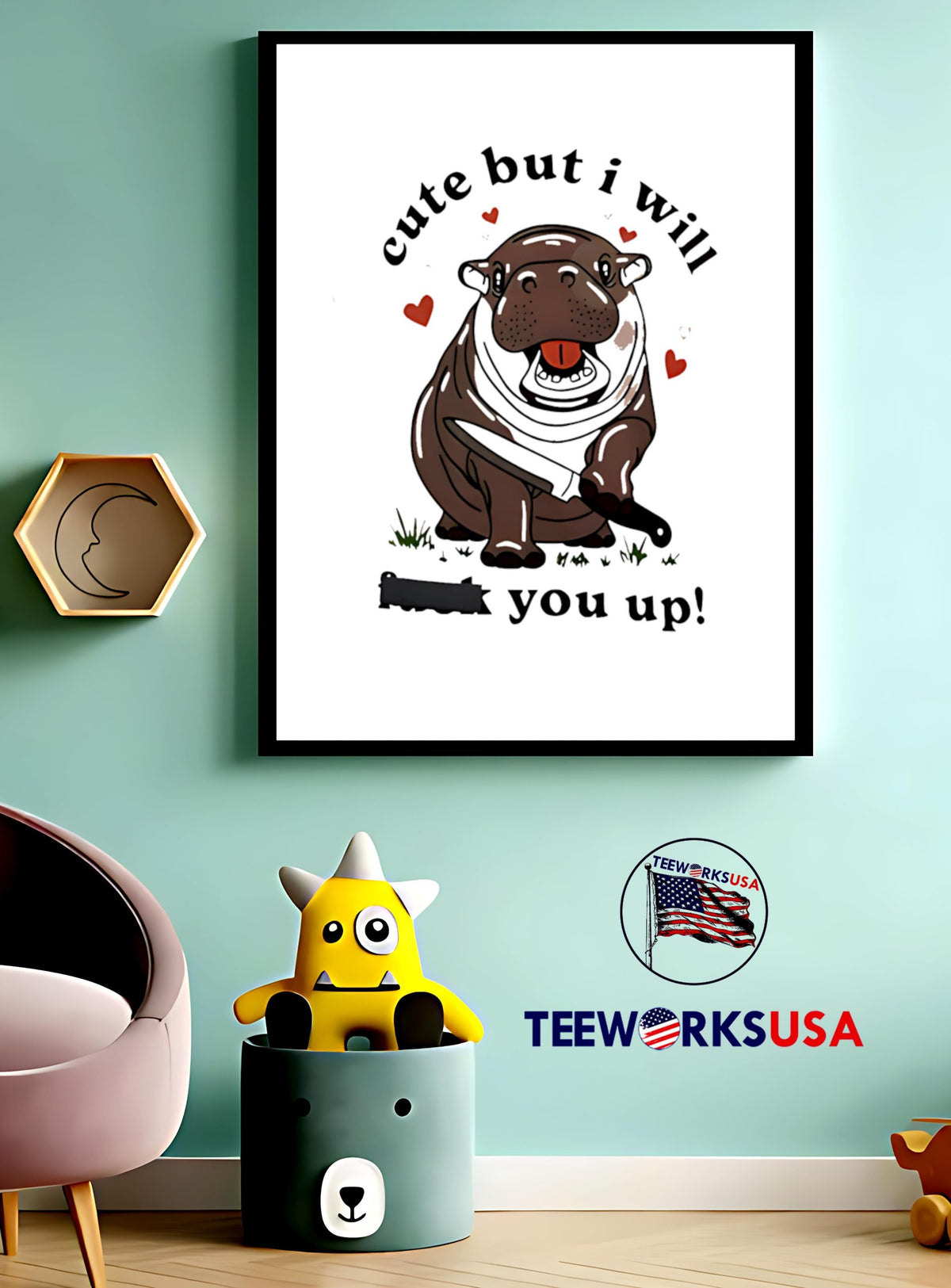 Moodeng Cute But I Will You Up - Adult & Kids T-Shirts, Sweatshirts & Hoodies apparel design preview 4
