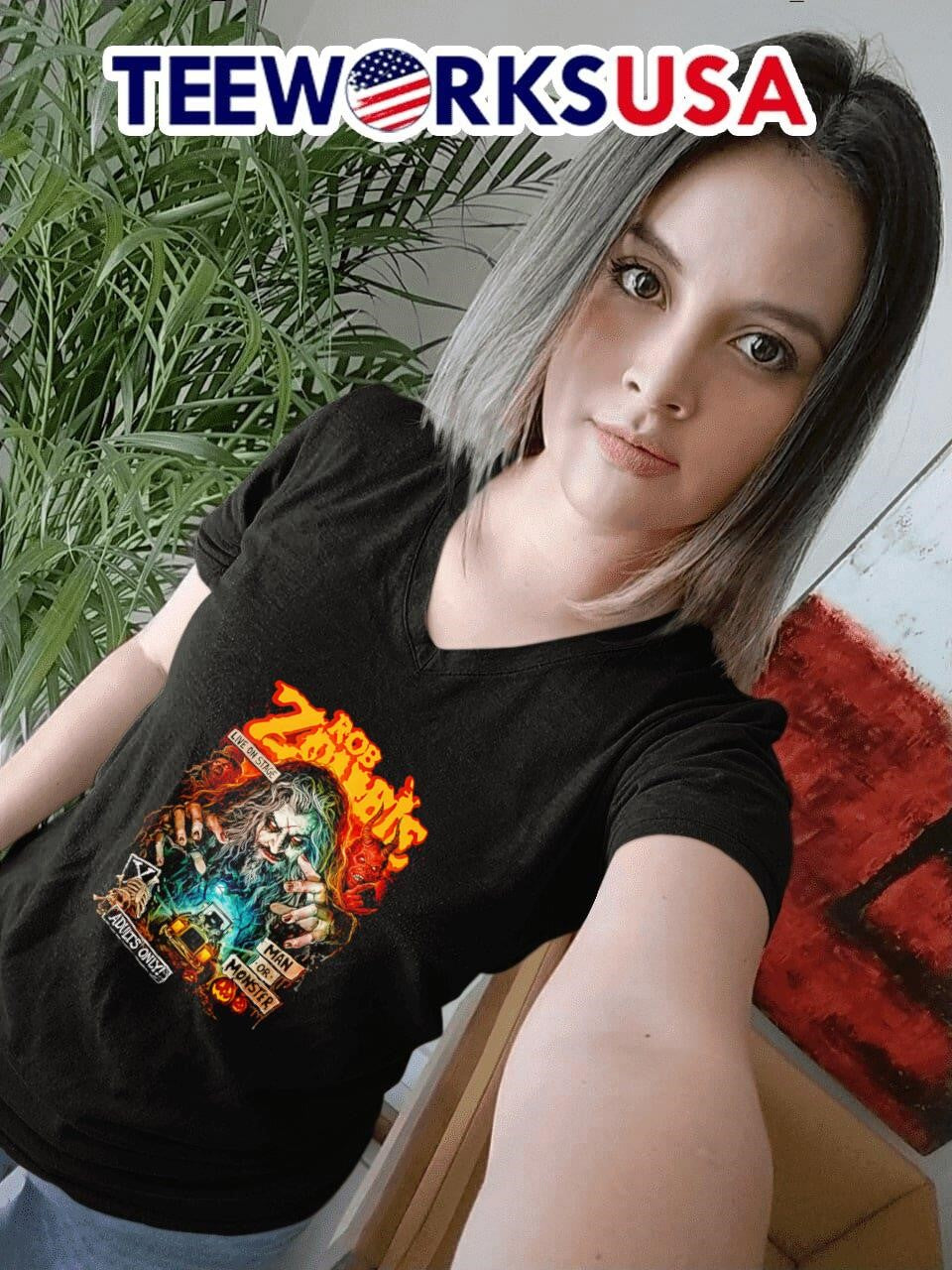Rob Zombie man or monster - Adult & Kids T-Shirts, Sweatshirts & Hoodies apparel design preview 4