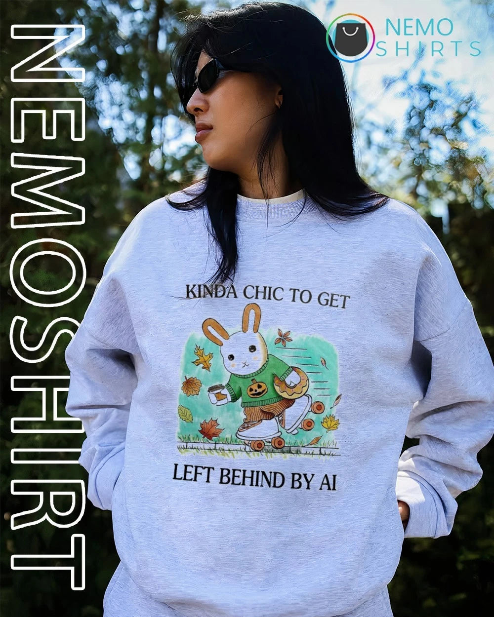 Kinda Chic to Get Left Behind by AI Bunny Roller - Adult & Kids T-Shirts, Sweatshirts & Hoodies apparel design preview 2