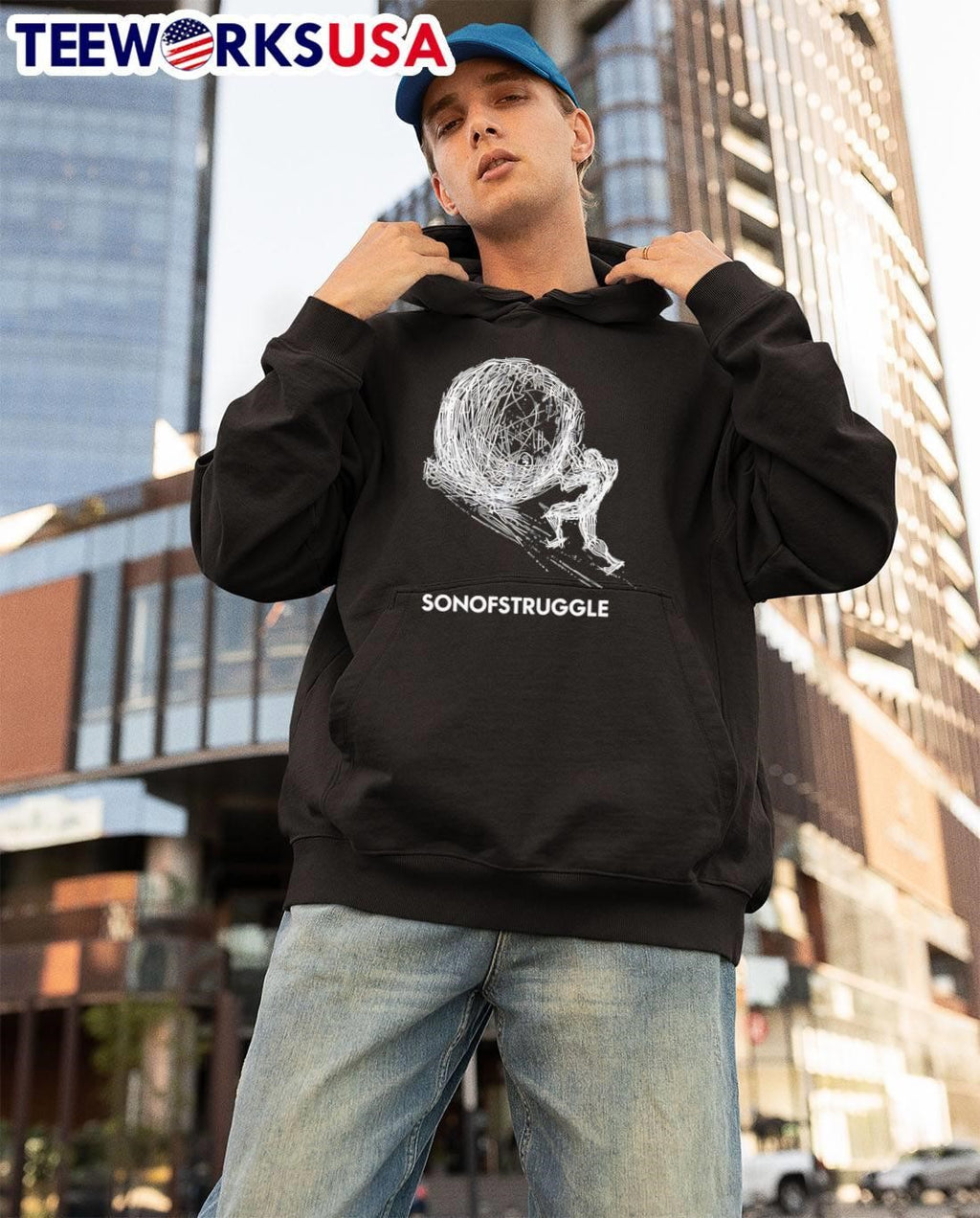 Sisyphus Pushing Boulder Son of Struggle - Adult & Kids T-Shirts, Sweatshirts & Hoodies apparel design preview 3