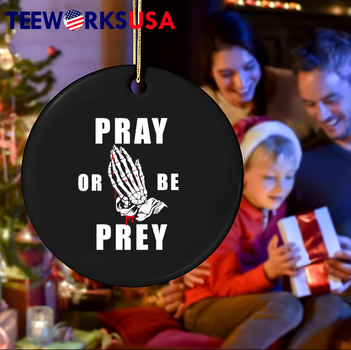 Pray Or Be Prey hand skeleton - Adult & Kids T-Shirts, Sweatshirts & Hoodies apparel design preview 4